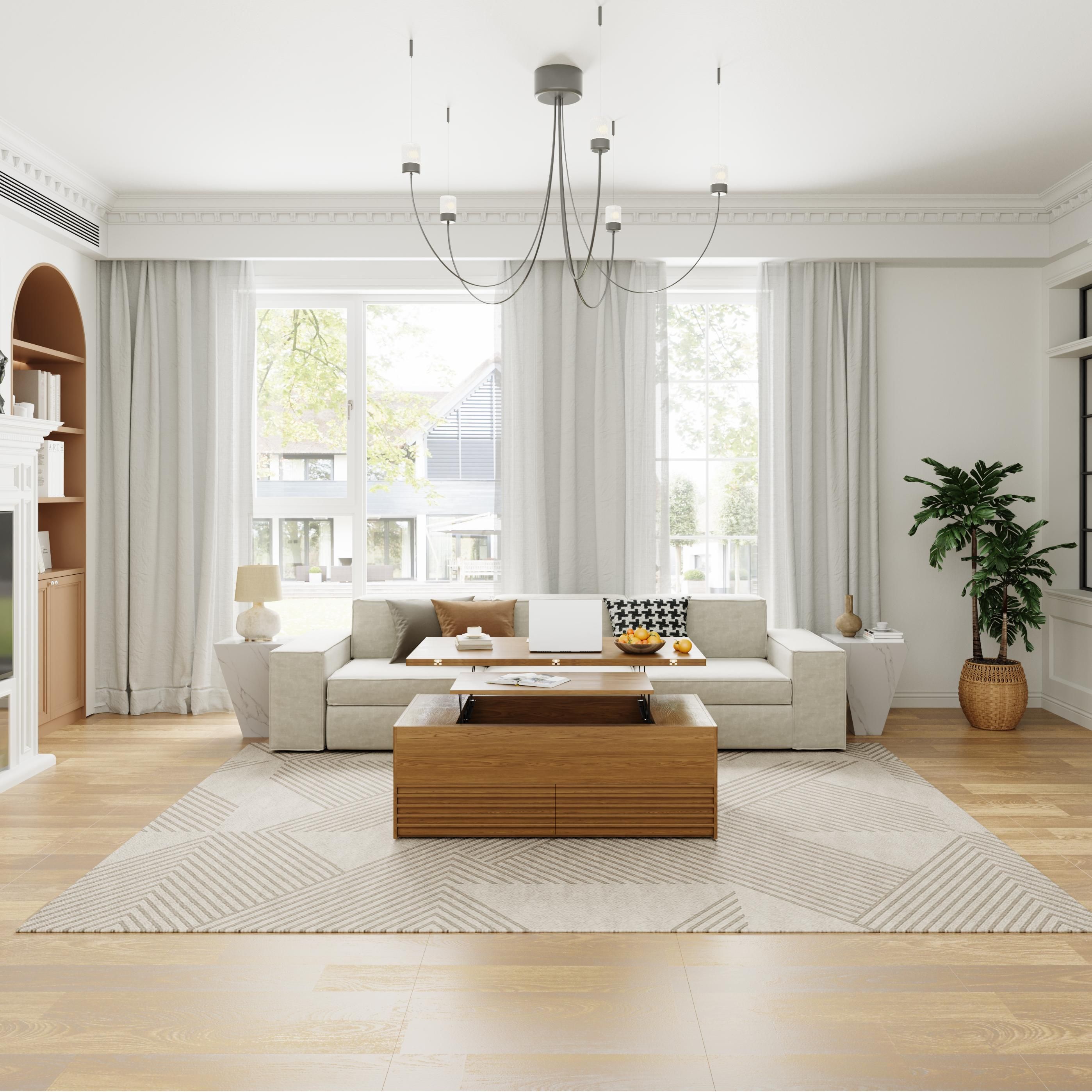 Modern Walnut Color MDF Coffee Tables