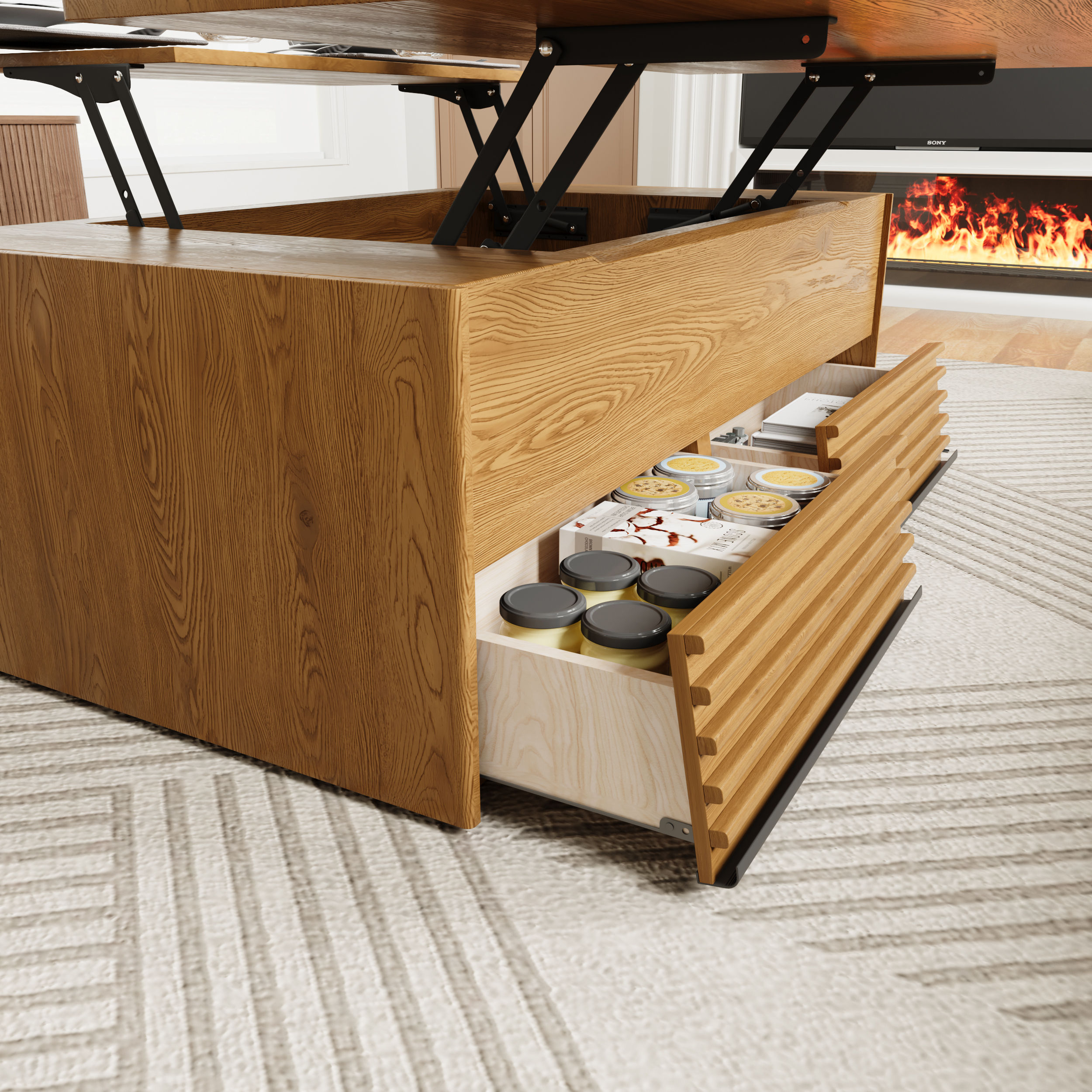 Modern Walnut Color MDF Coffee Tables