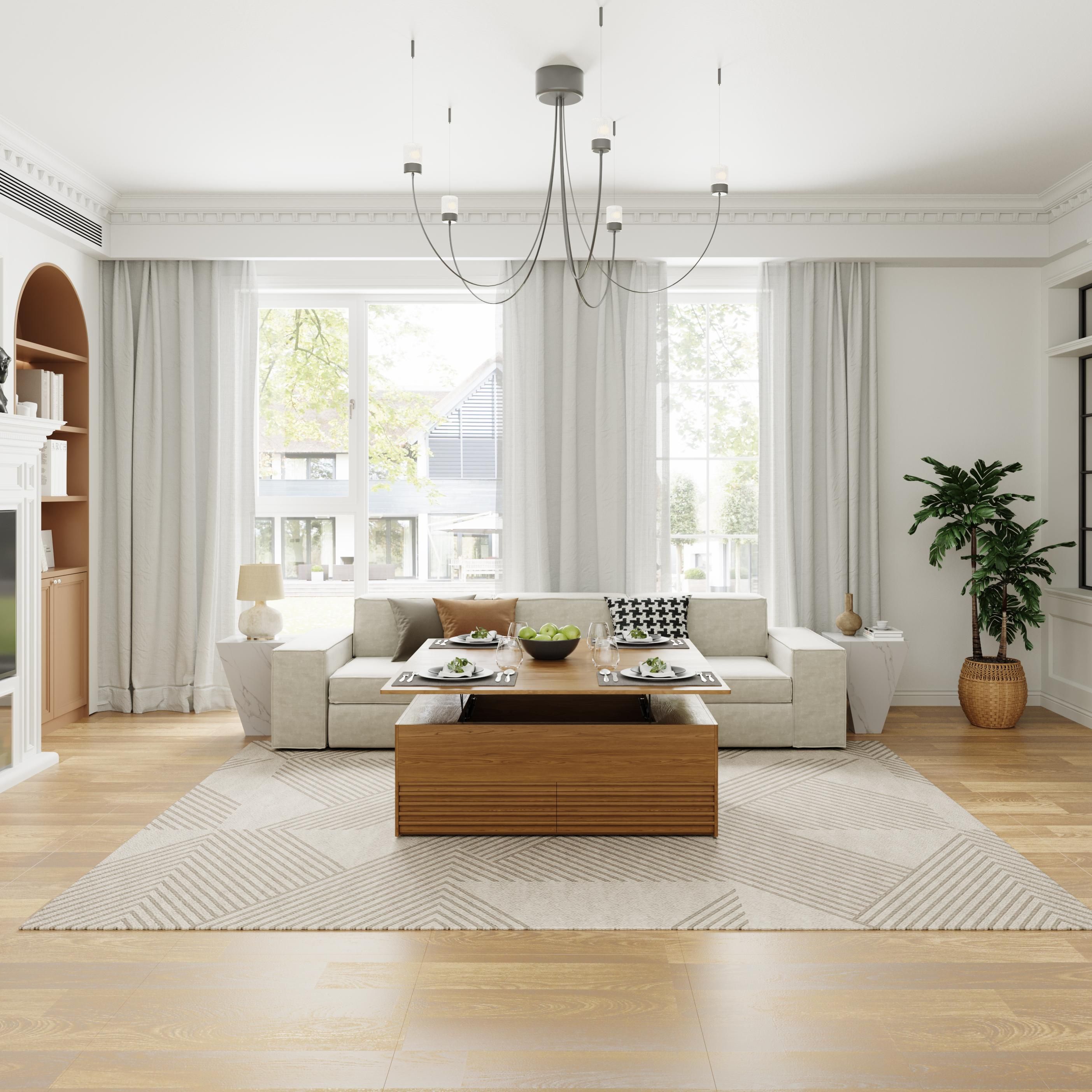 Modern Walnut Color MDF Coffee Tables