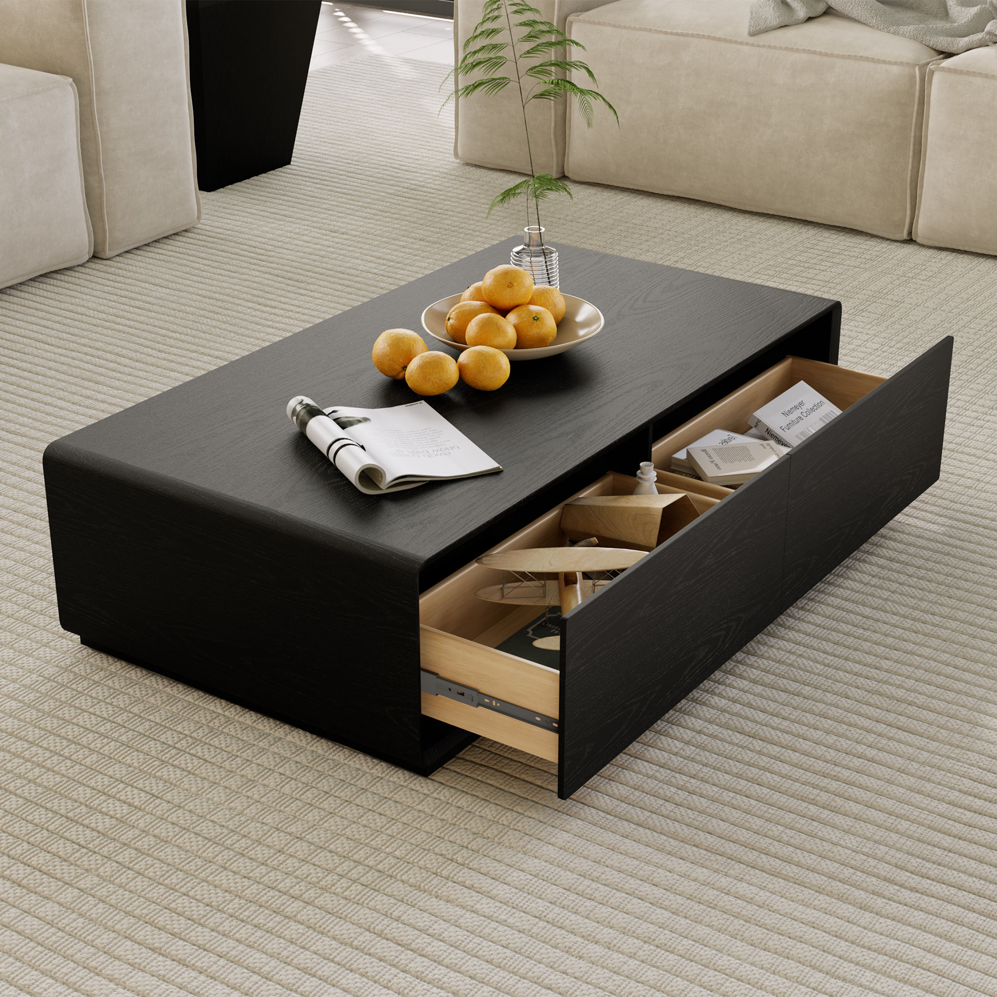 with Drawers Black MDF Coffee Tables