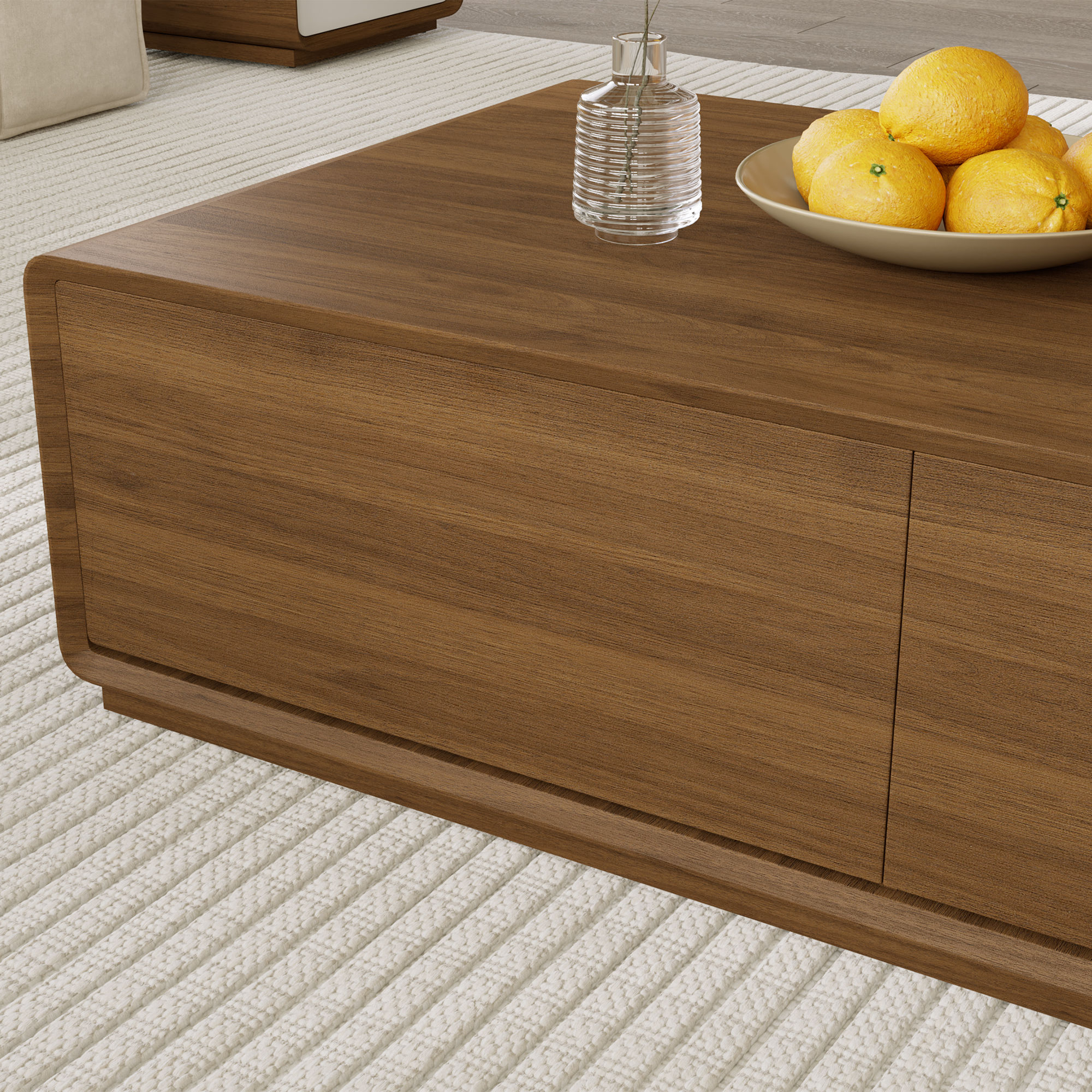 with Drawers Walnut Color MDF Coffee Tables