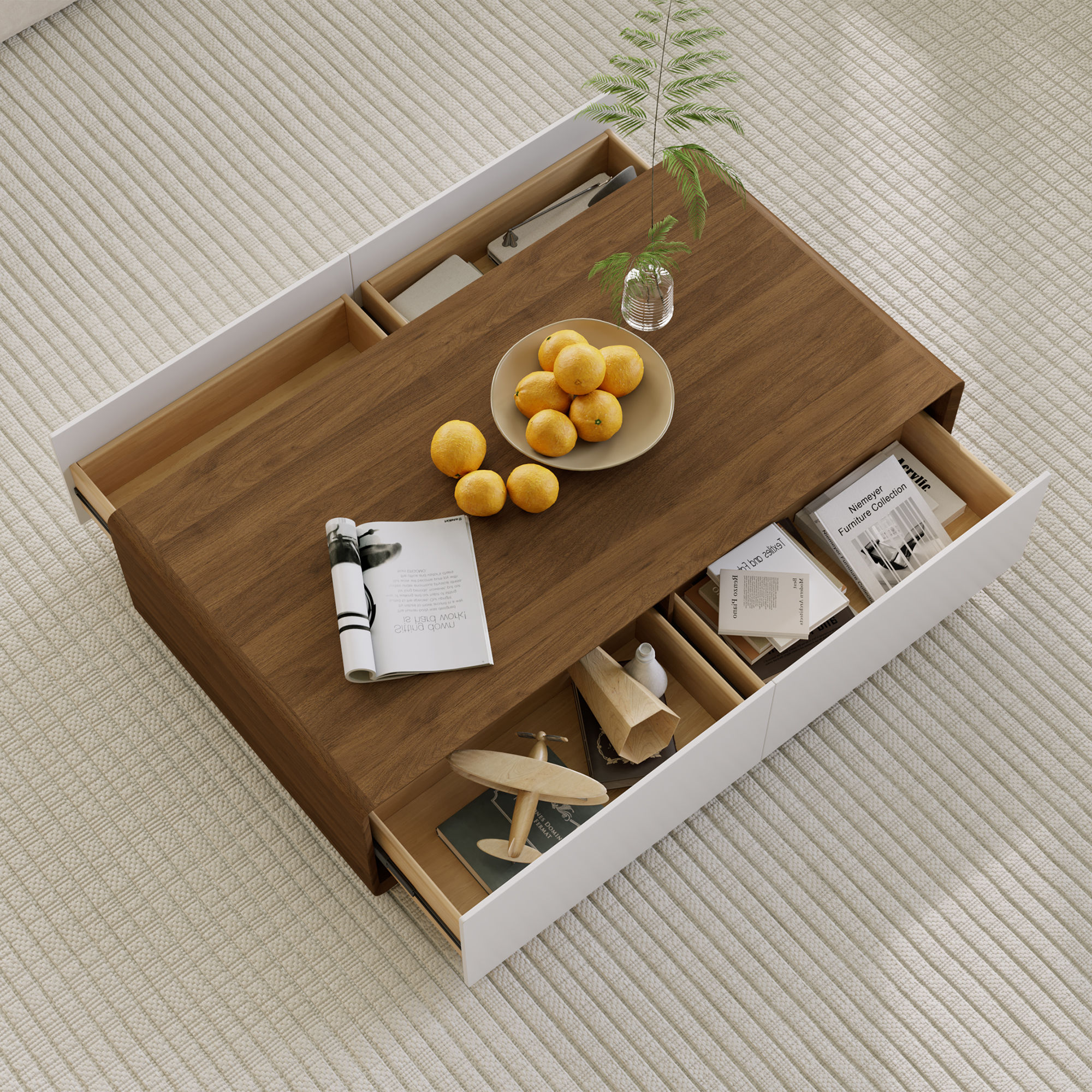 Walnut Walnut & White MDF Coffee Tables
