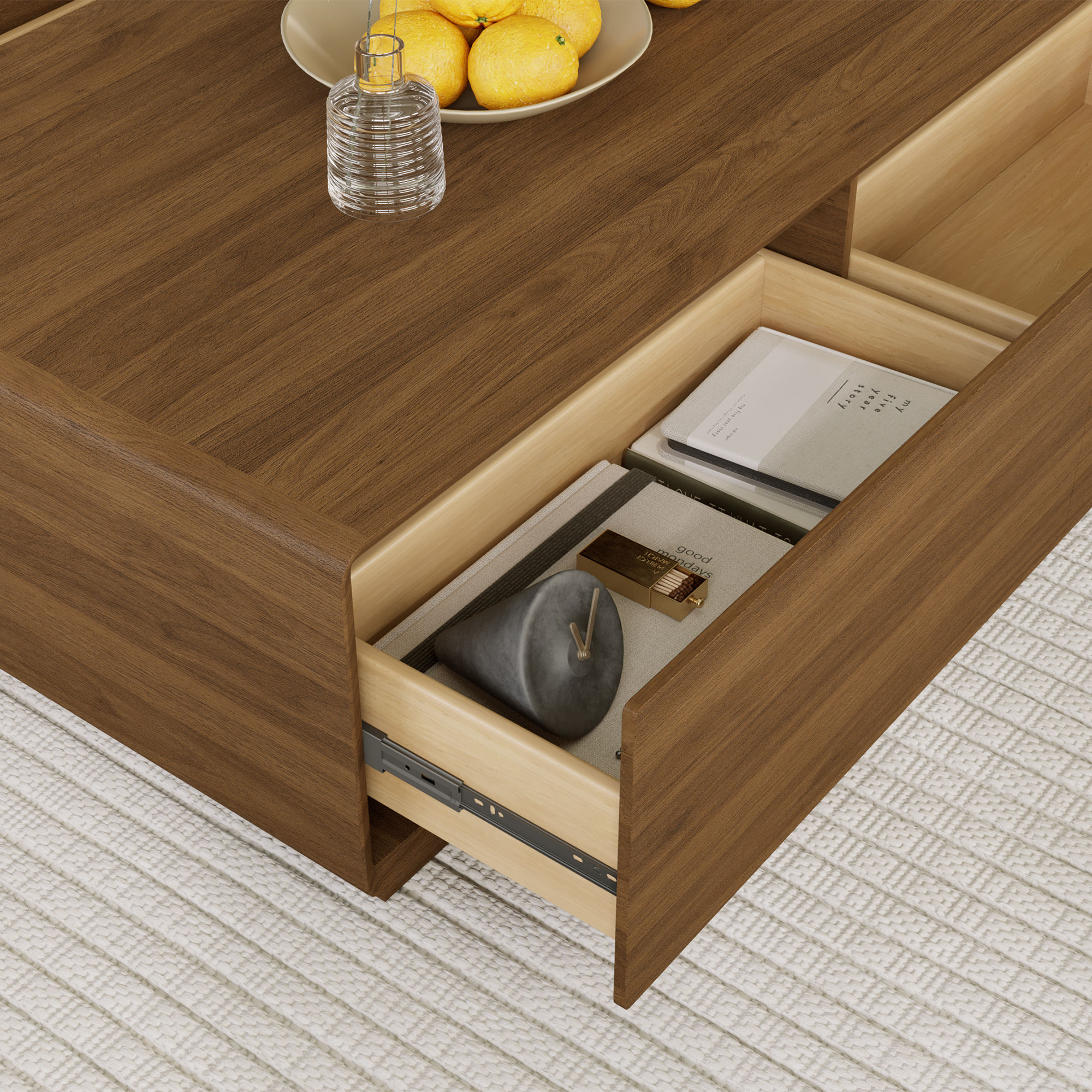 Modern Walnut Color MDF Coffee Tables