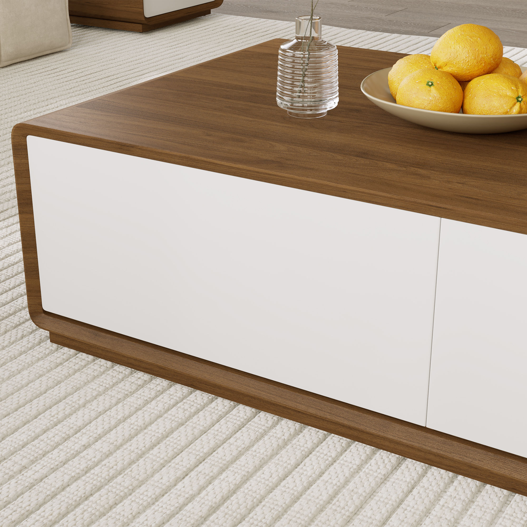 with Storage Walnut & White MDF Coffee Tables