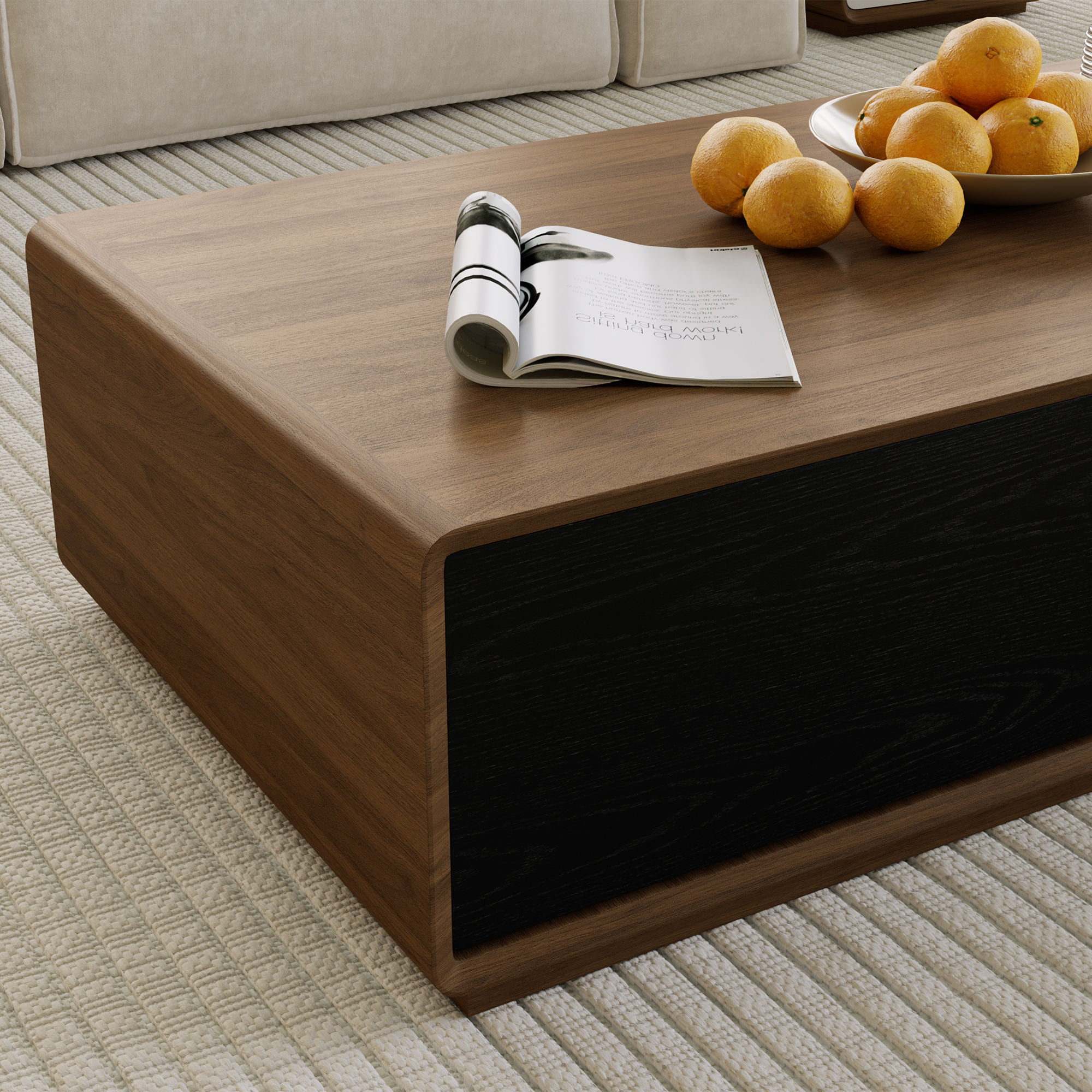 On the Ground Walnut & Black MDF Coffee Tables