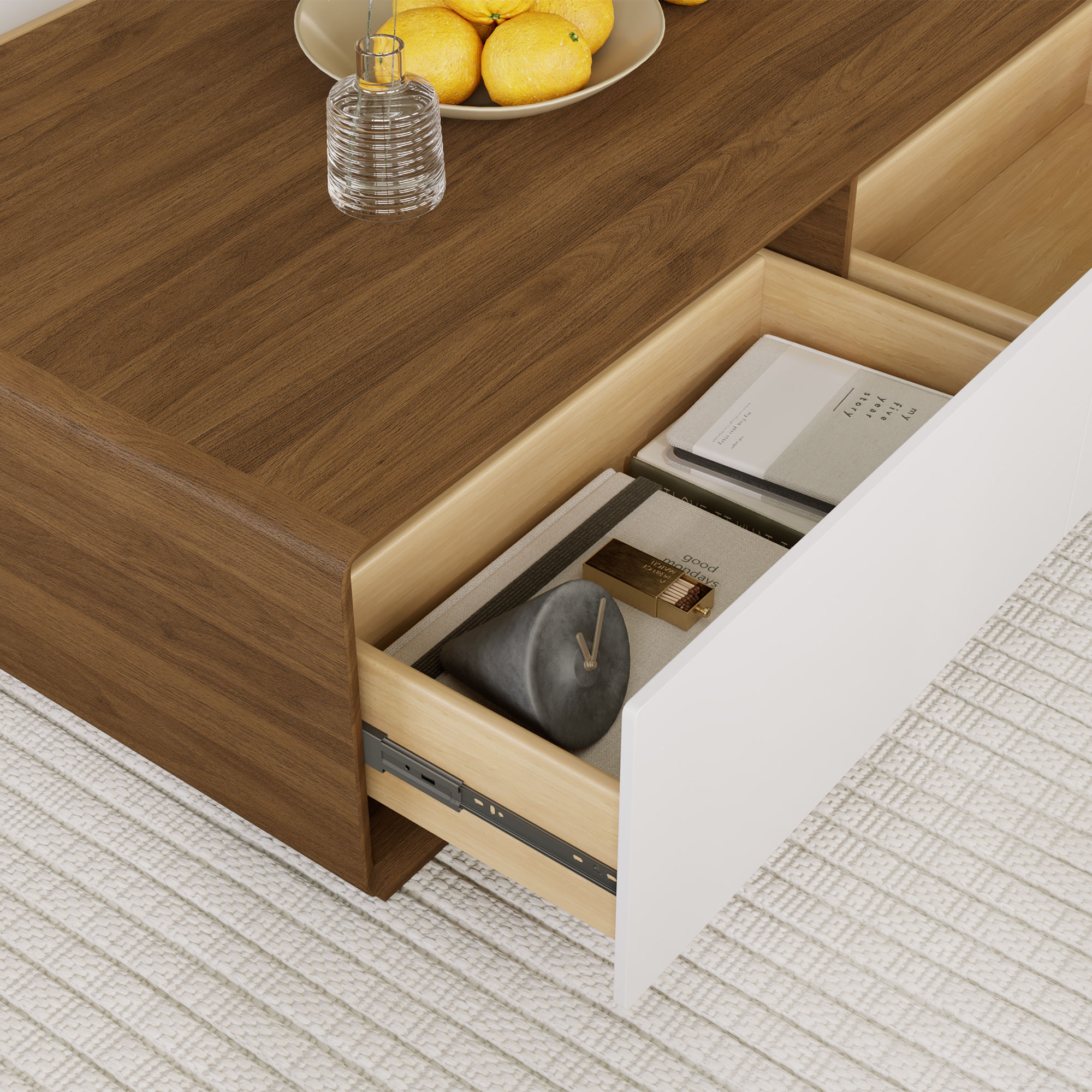 Walnut Walnut & White MDF Coffee Tables
