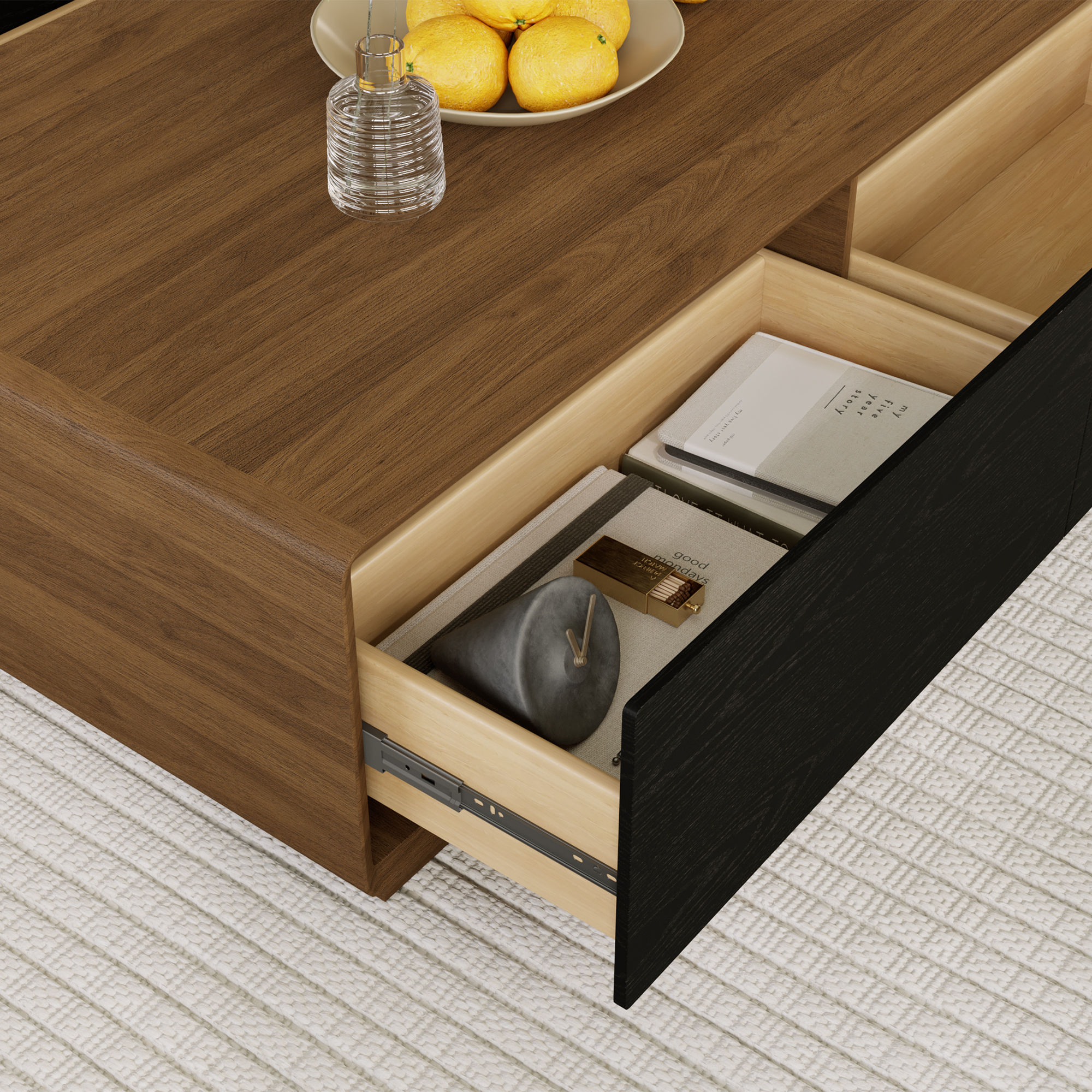 Modern Walnut & Black MDF Coffee Tables