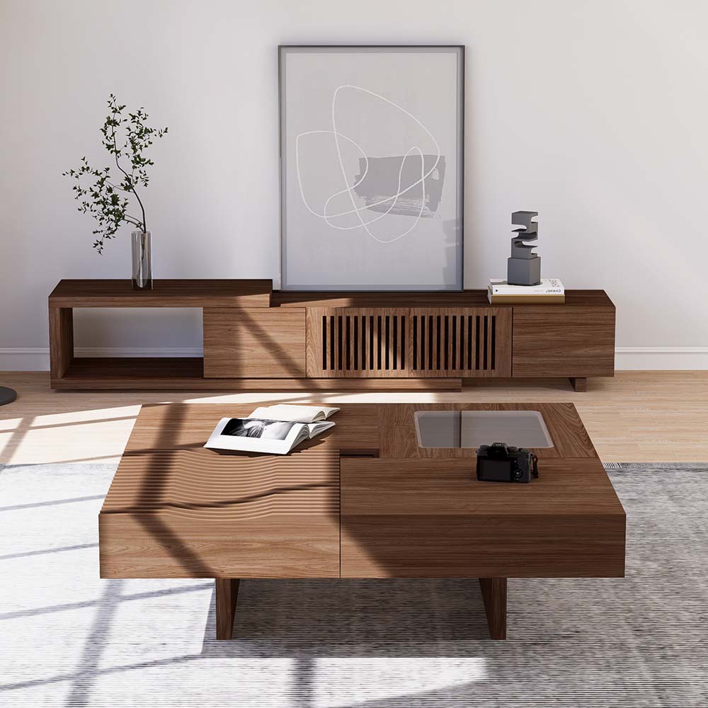 Square Walnut MDF Coffee Tables
