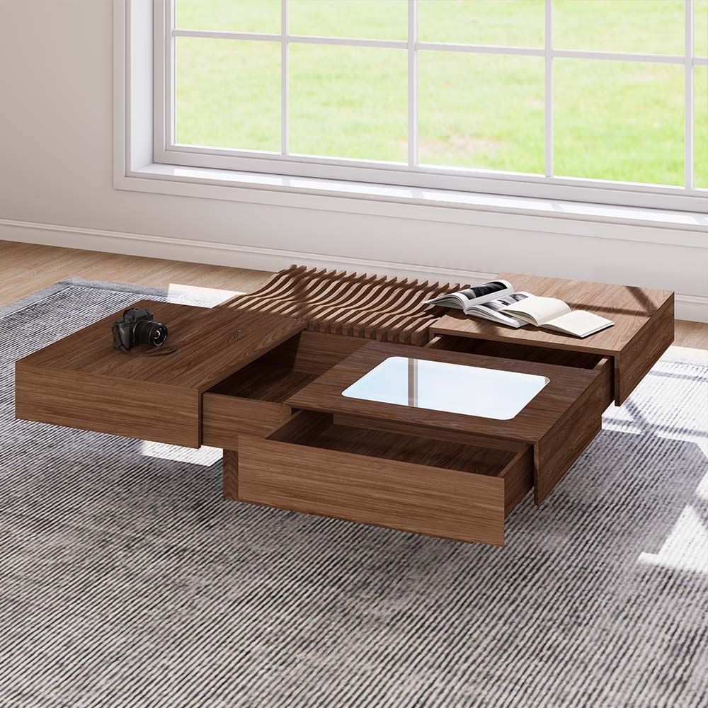Square Walnut MDF Coffee Tables