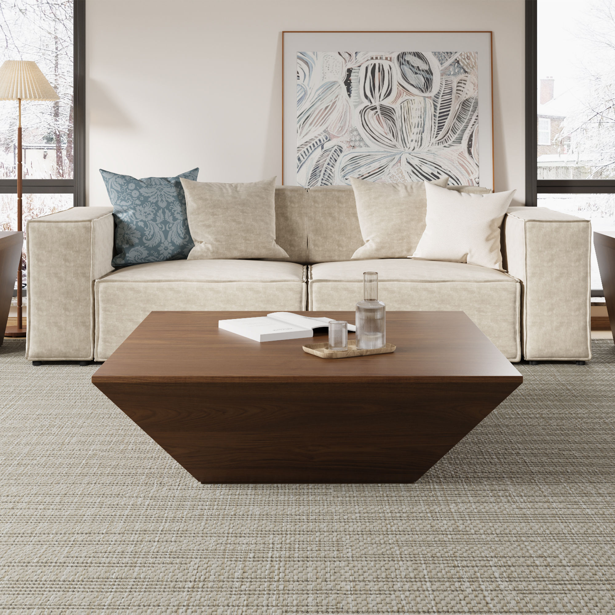 Trapezoid Brown MDF Coffee Tables
