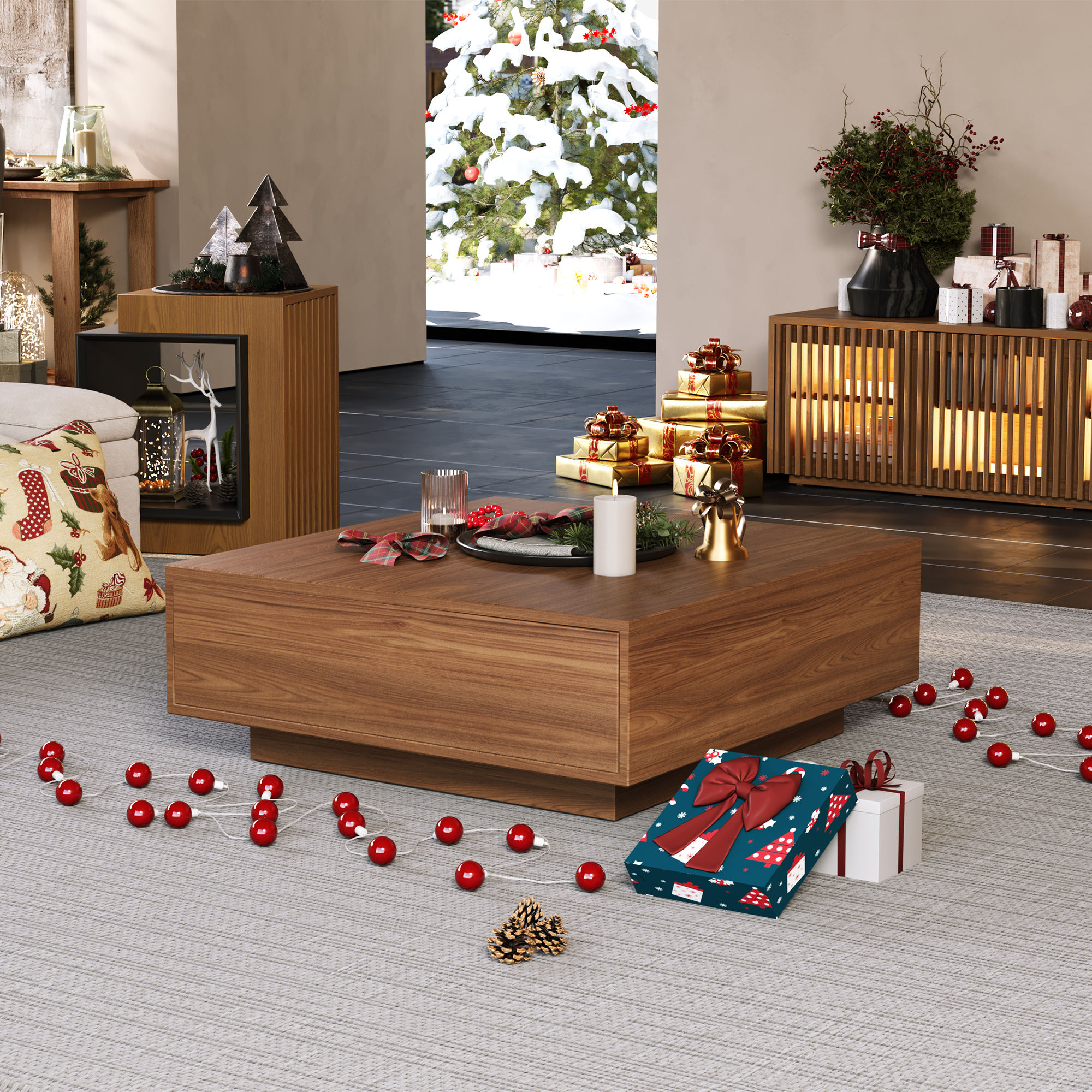 Square Brown MDF Coffee Tables