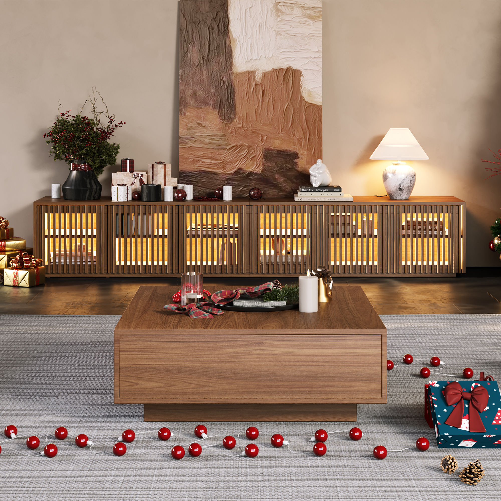 Walnut Brown MDF Coffee Tables