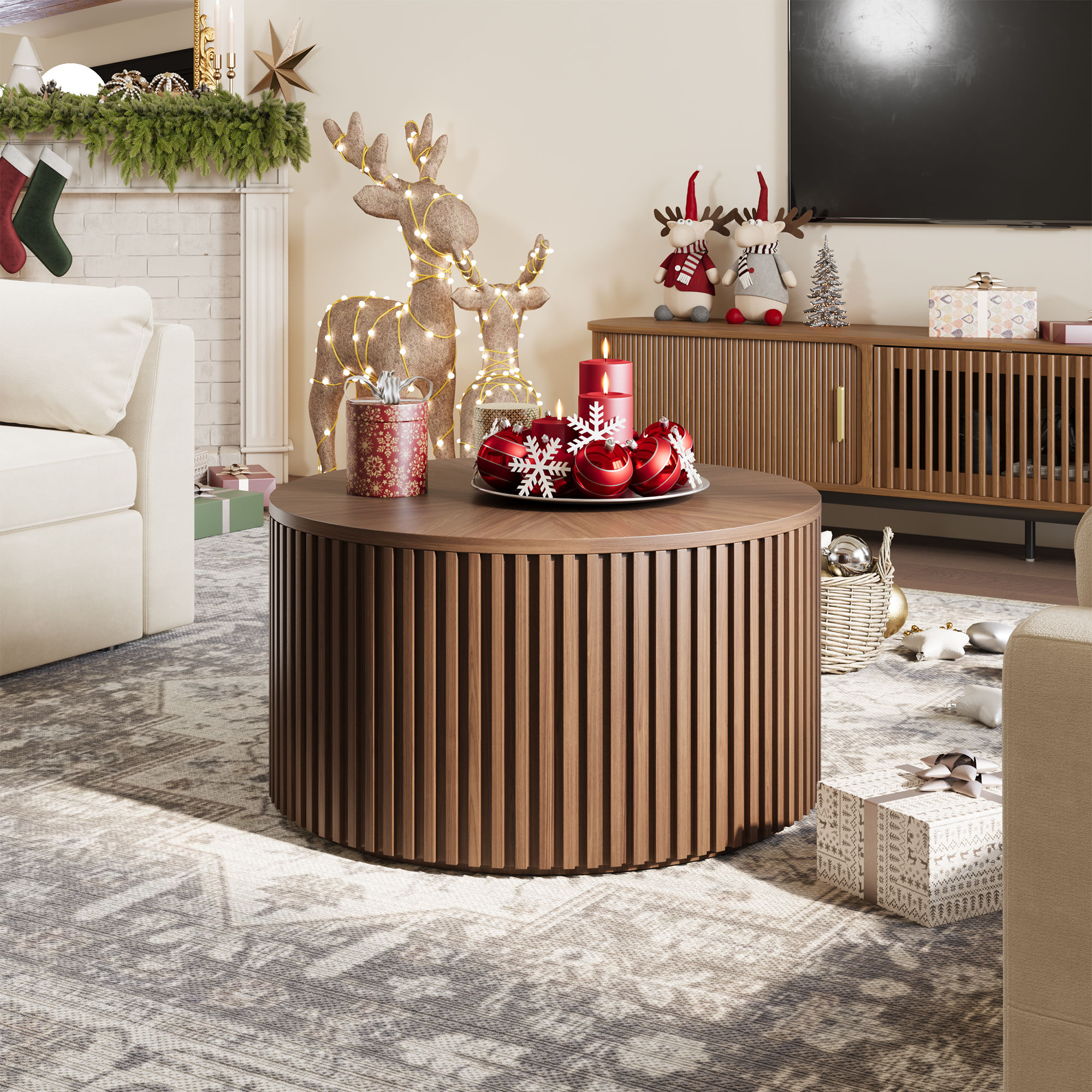 with Storage Walnut Color Plywood Coffee Tables