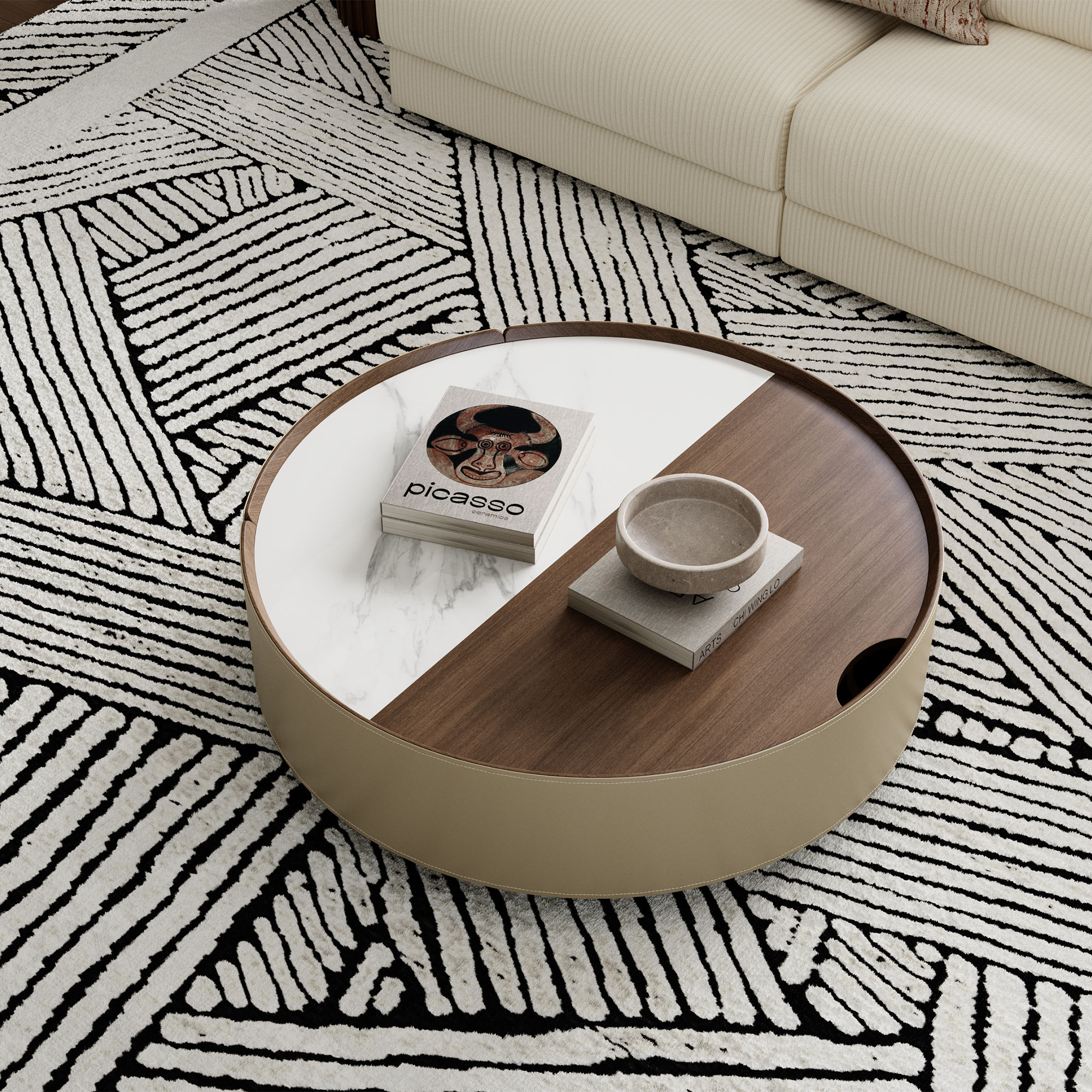 Wood Walnut & White MDF Coffee Tables
