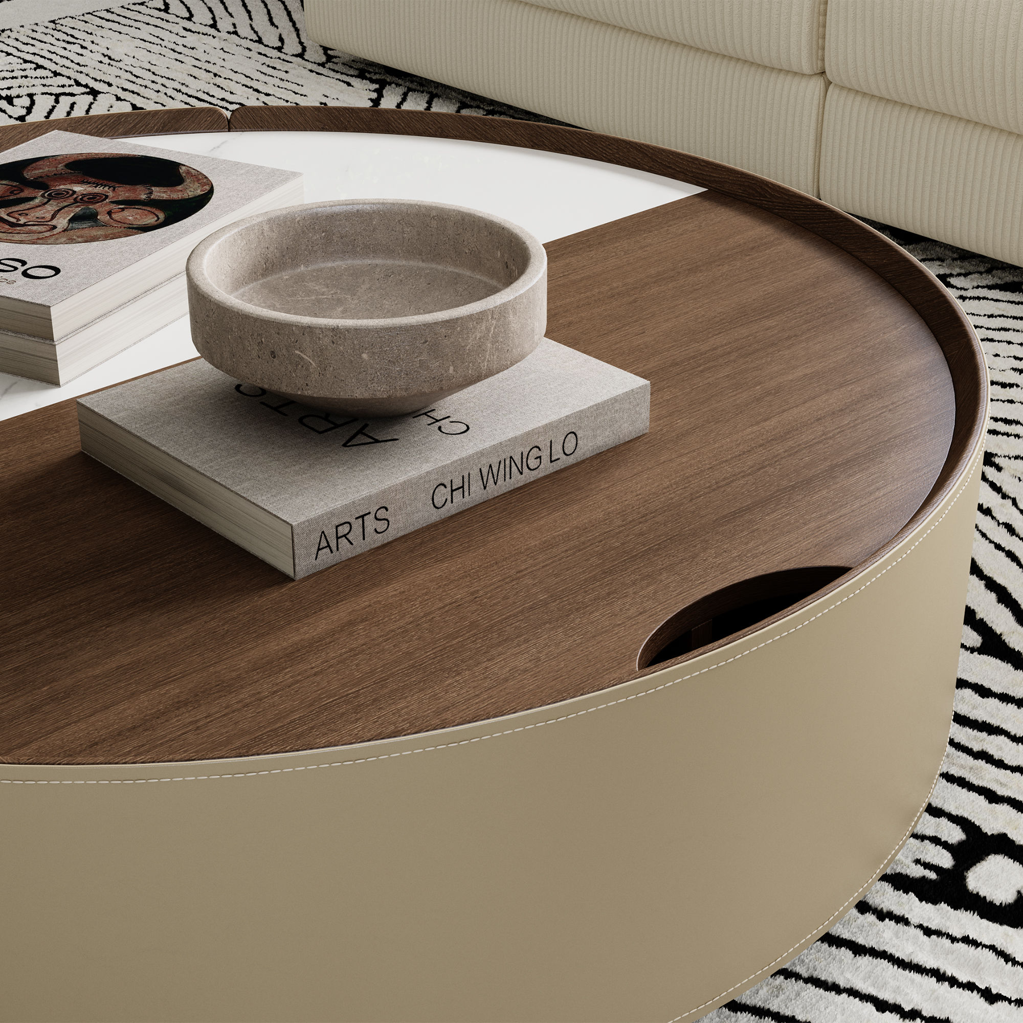 Sintered Stone Walnut & White MDF Coffee Tables