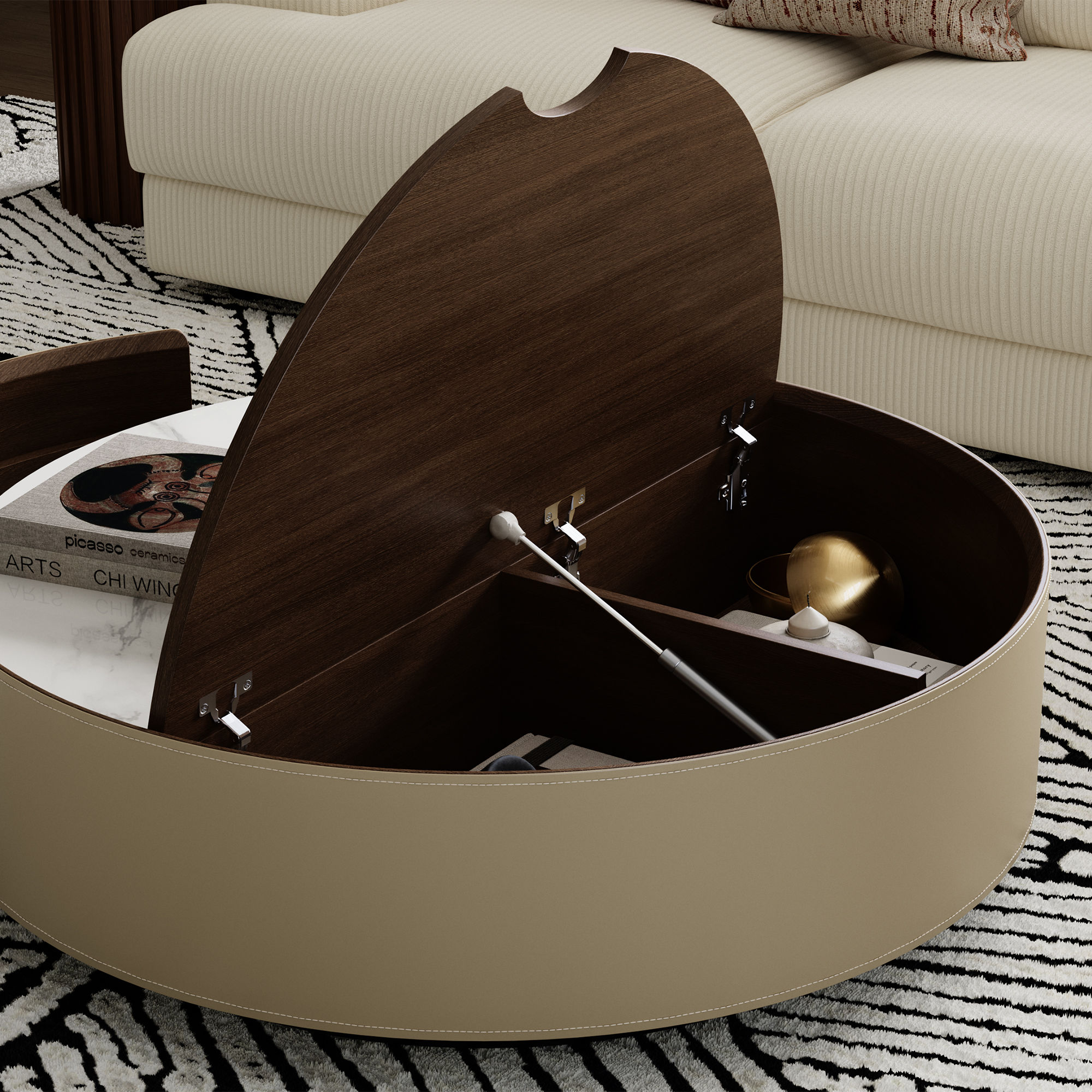 with Drawers Walnut & White MDF Coffee Tables