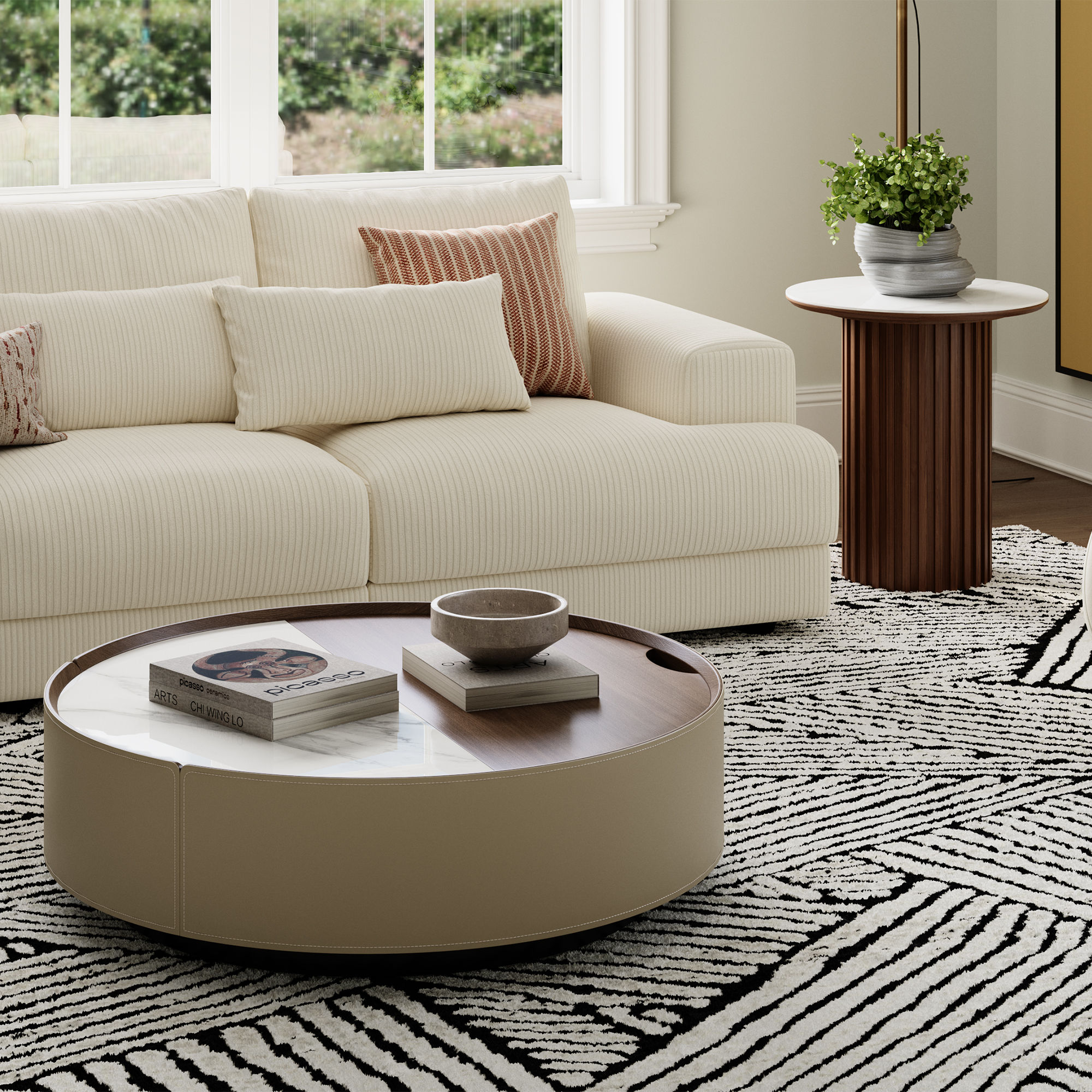 Fully Assemble Walnut & White MDF Coffee Tables