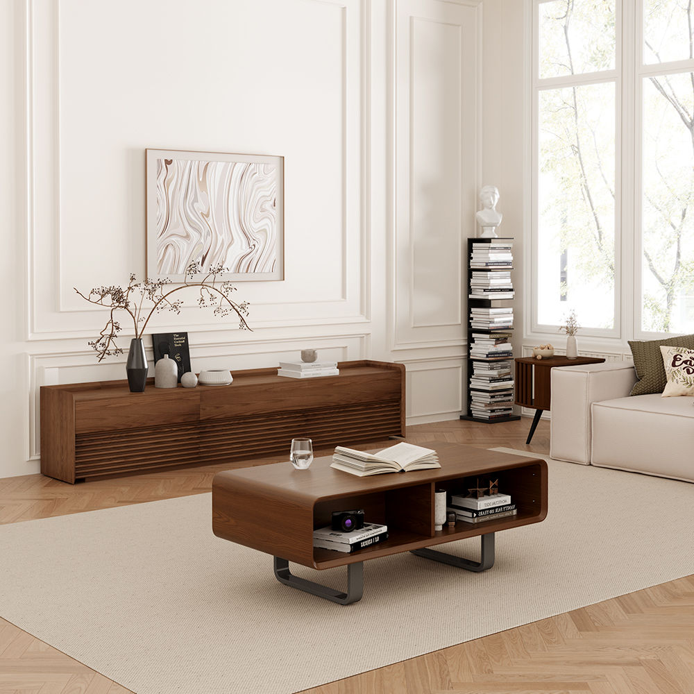 Mid Century Modern Walnut Color MDF Coffee Tables