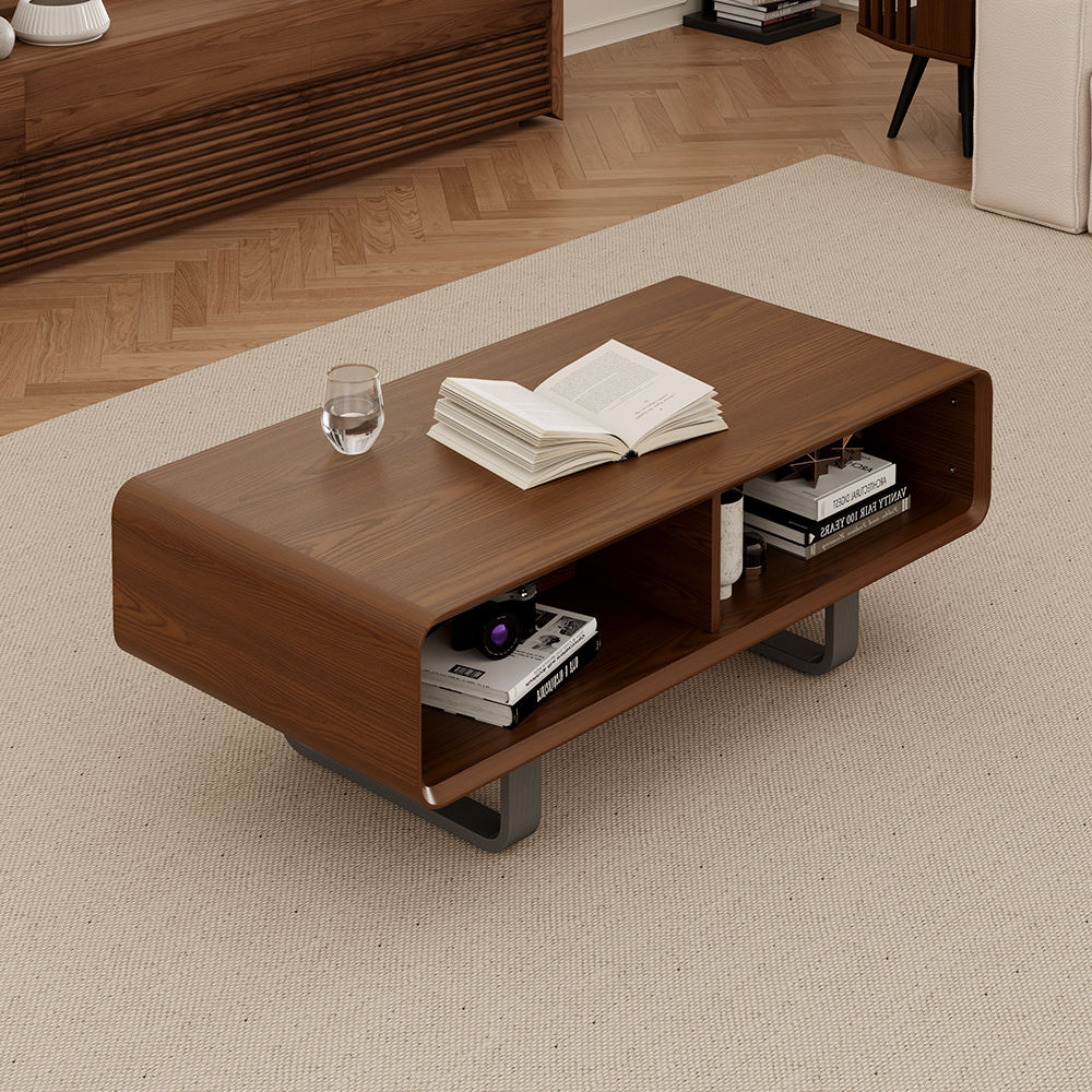Metal Leg Walnut Color MDF Coffee Tables