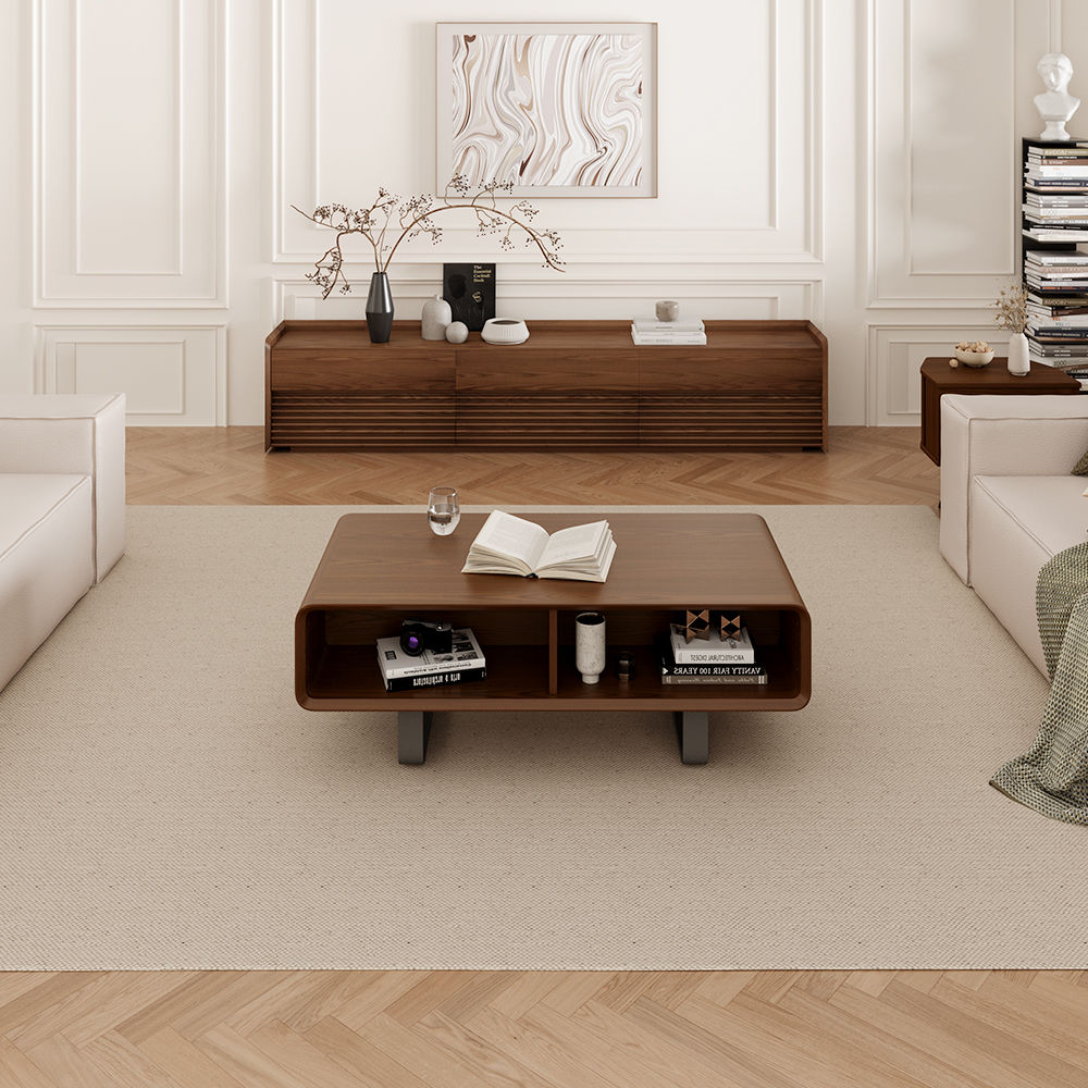 Wood Walnut Color MDF Coffee Tables
