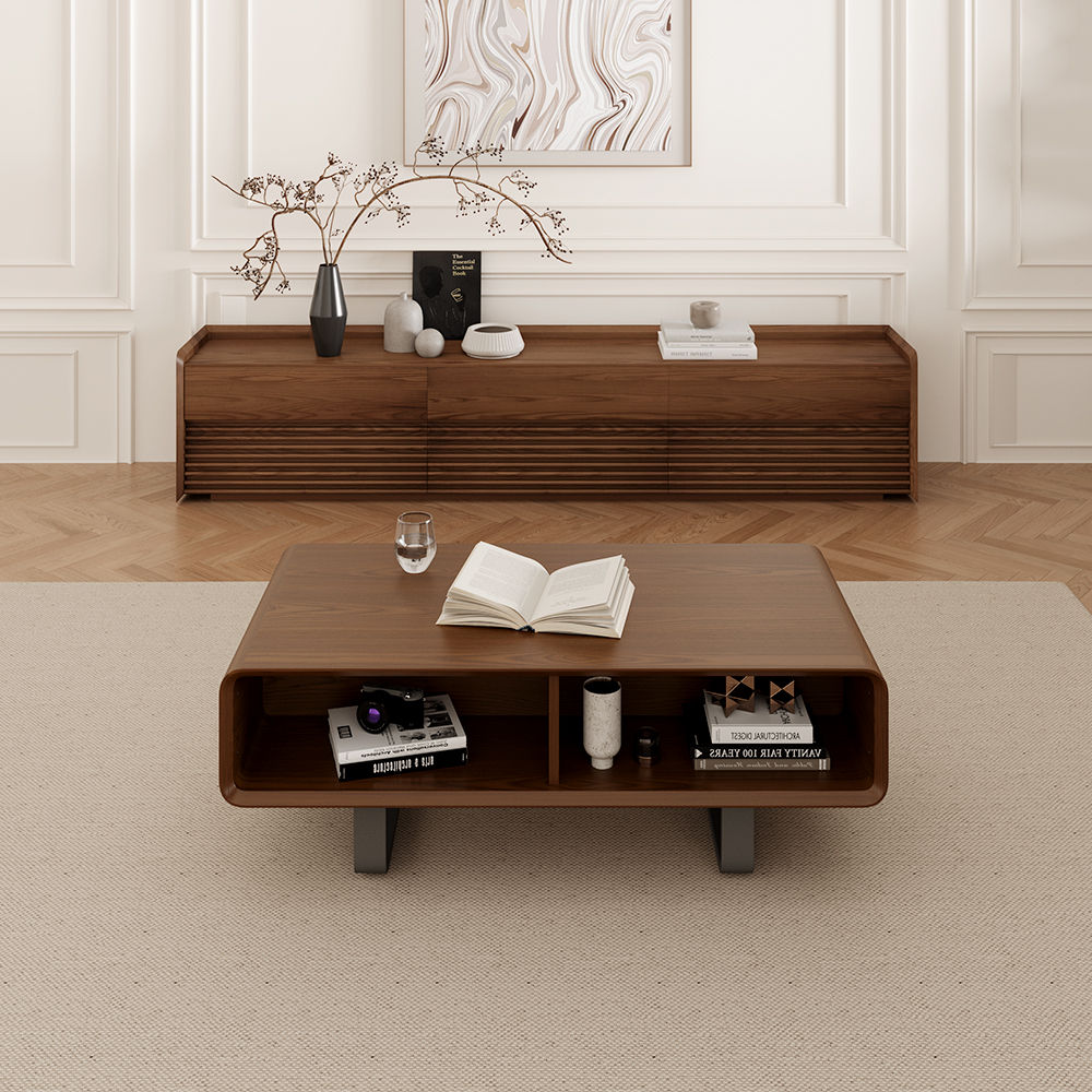 Mid Century Modern Walnut Color MDF Coffee Tables