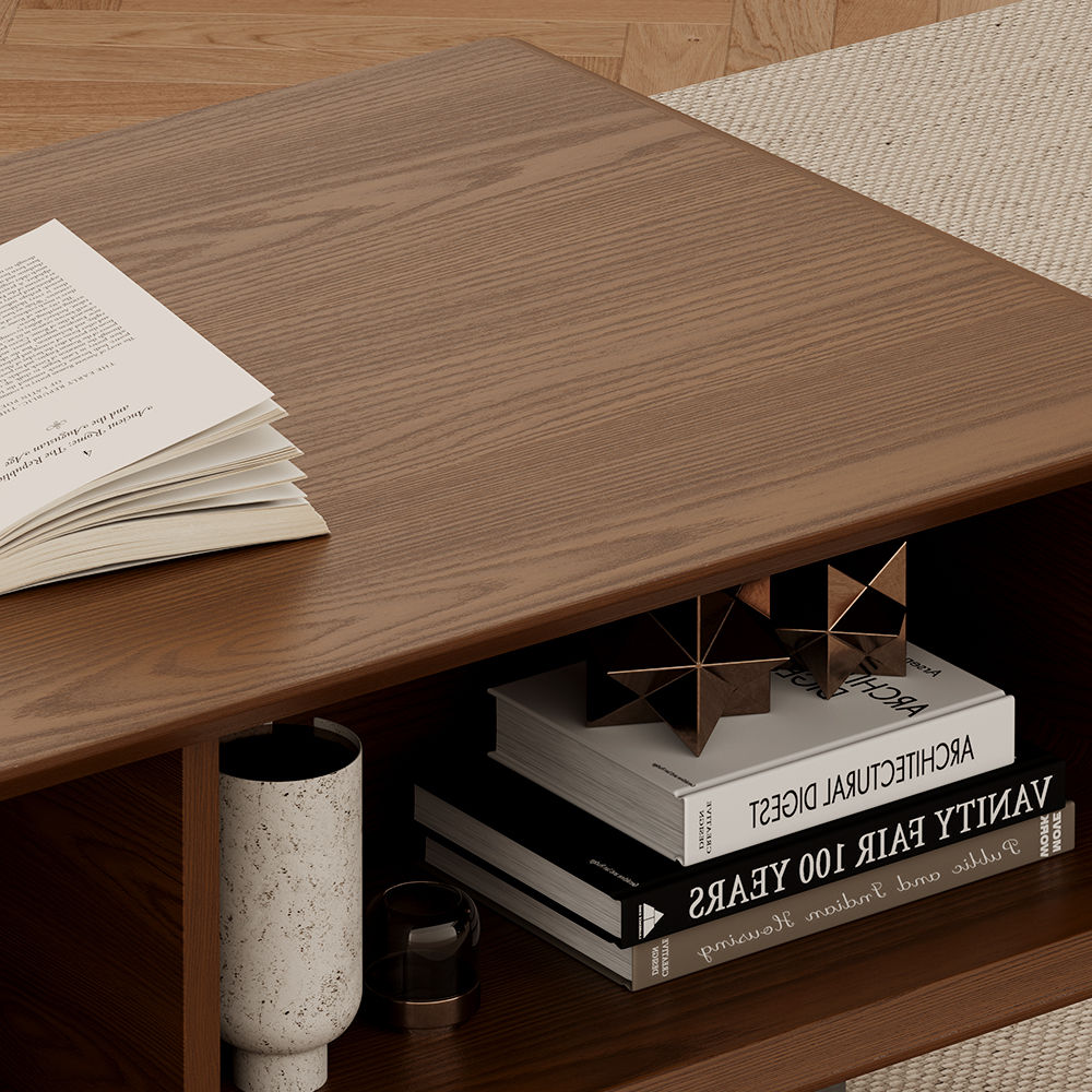 Mid Century Modern Walnut Color MDF Coffee Tables
