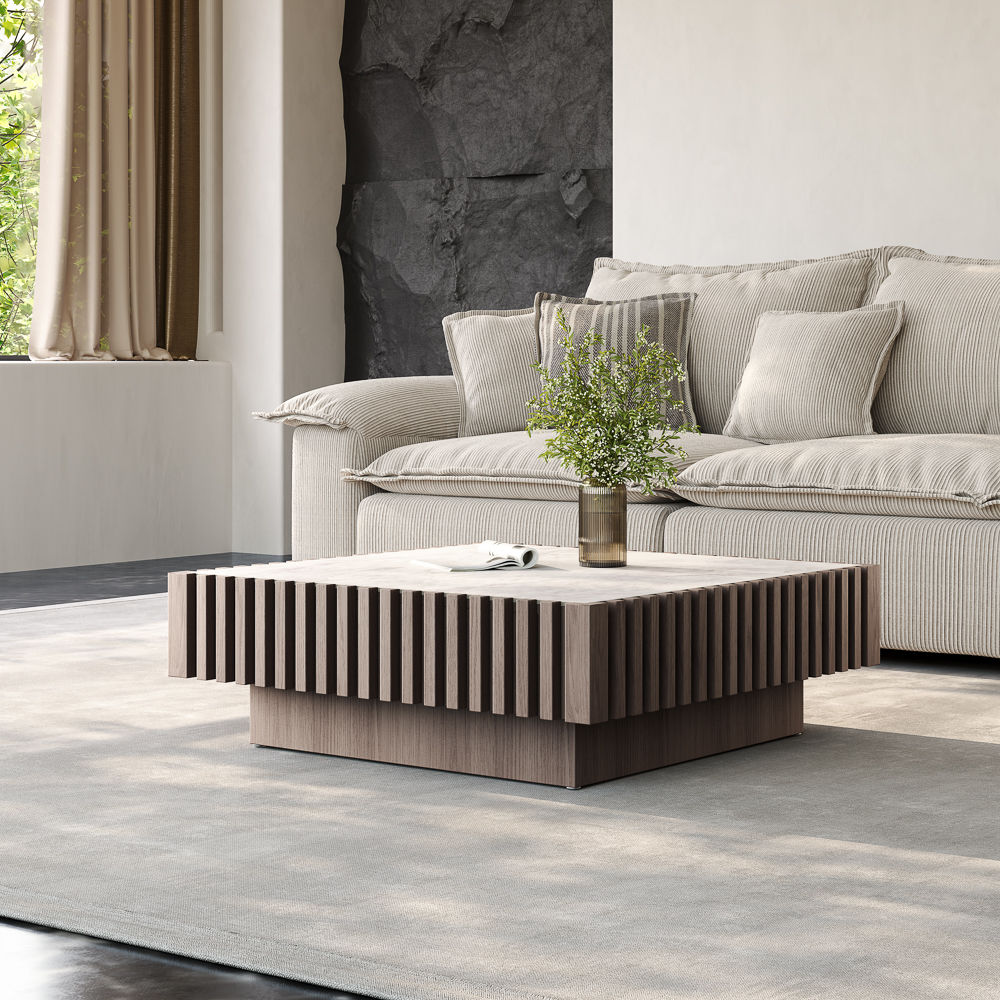with Drawers Walnut & White MDF Coffee Tables