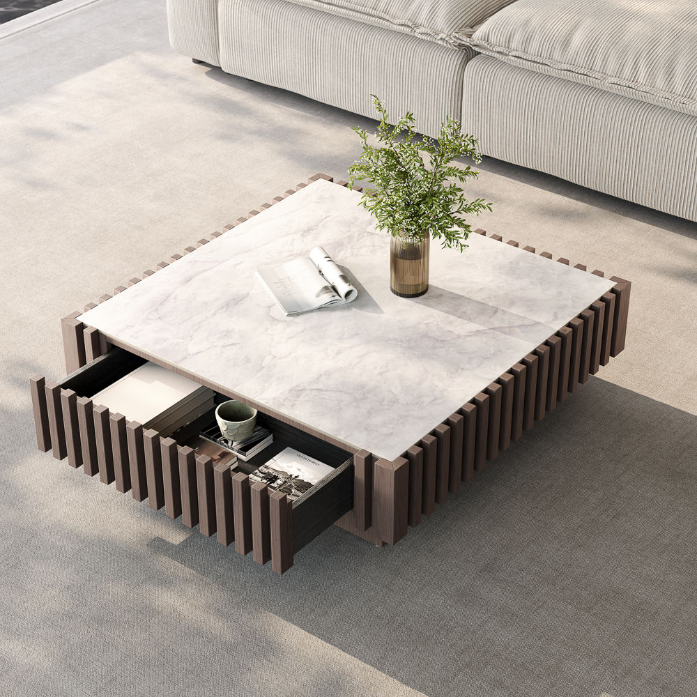 Fully Assemble Walnut & White MDF Coffee Tables