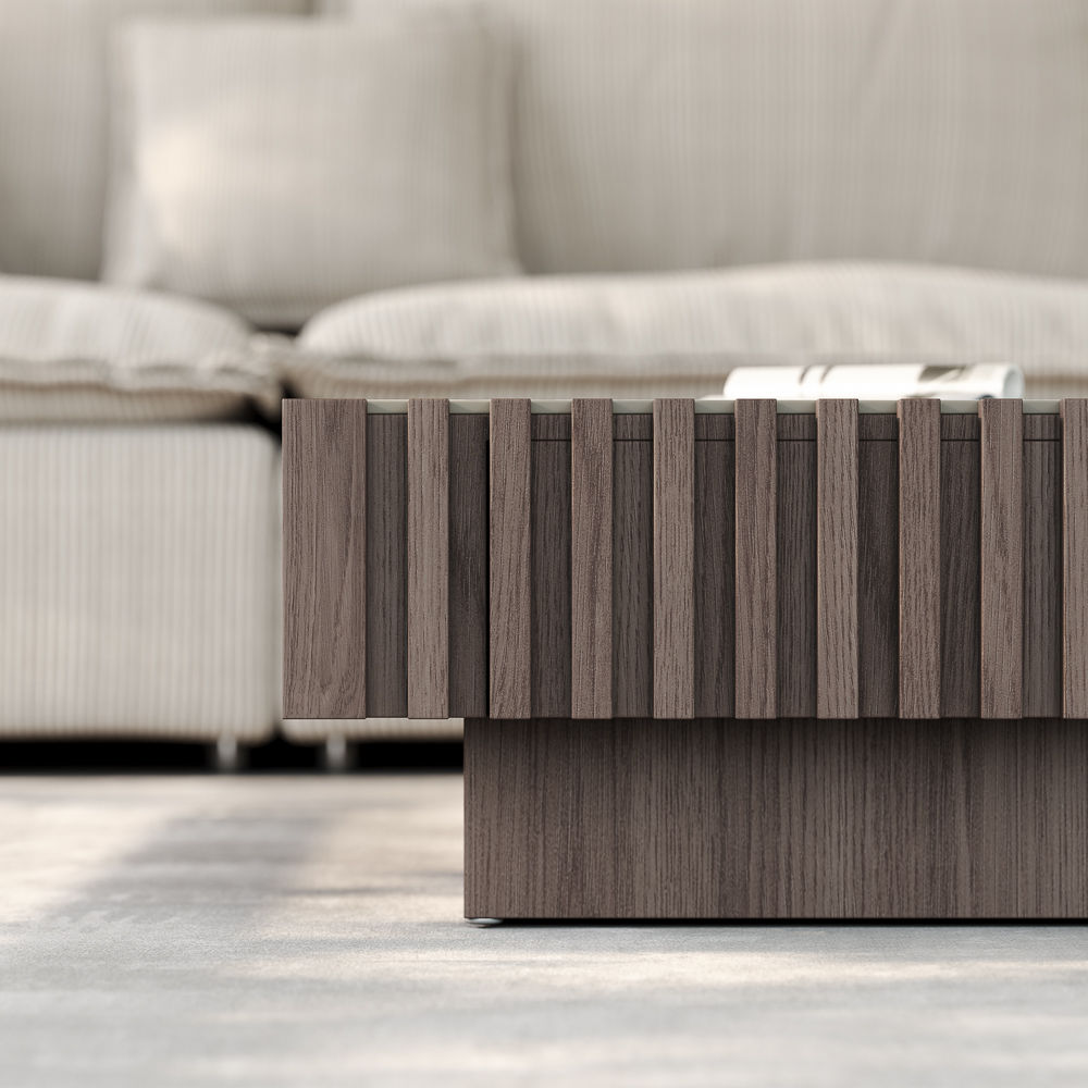 Square Walnut & White MDF Coffee Tables