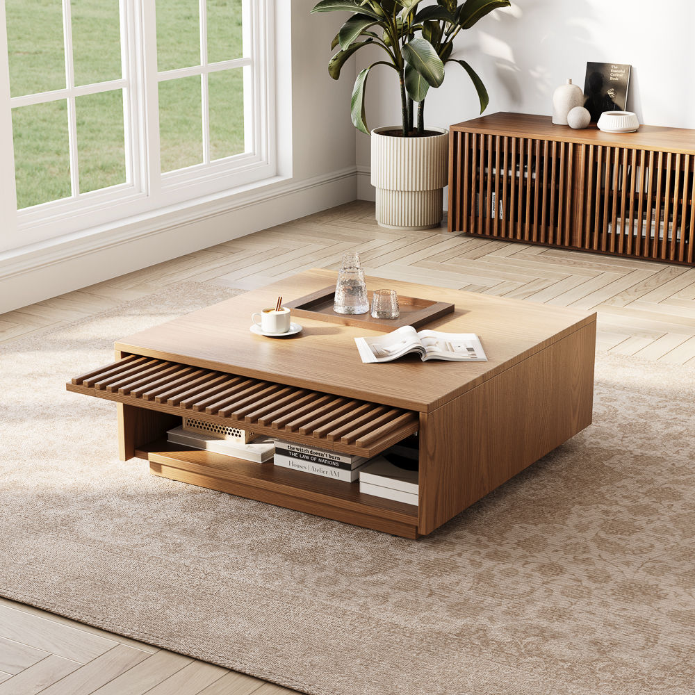 Walnut Color MDF Coffee Tables