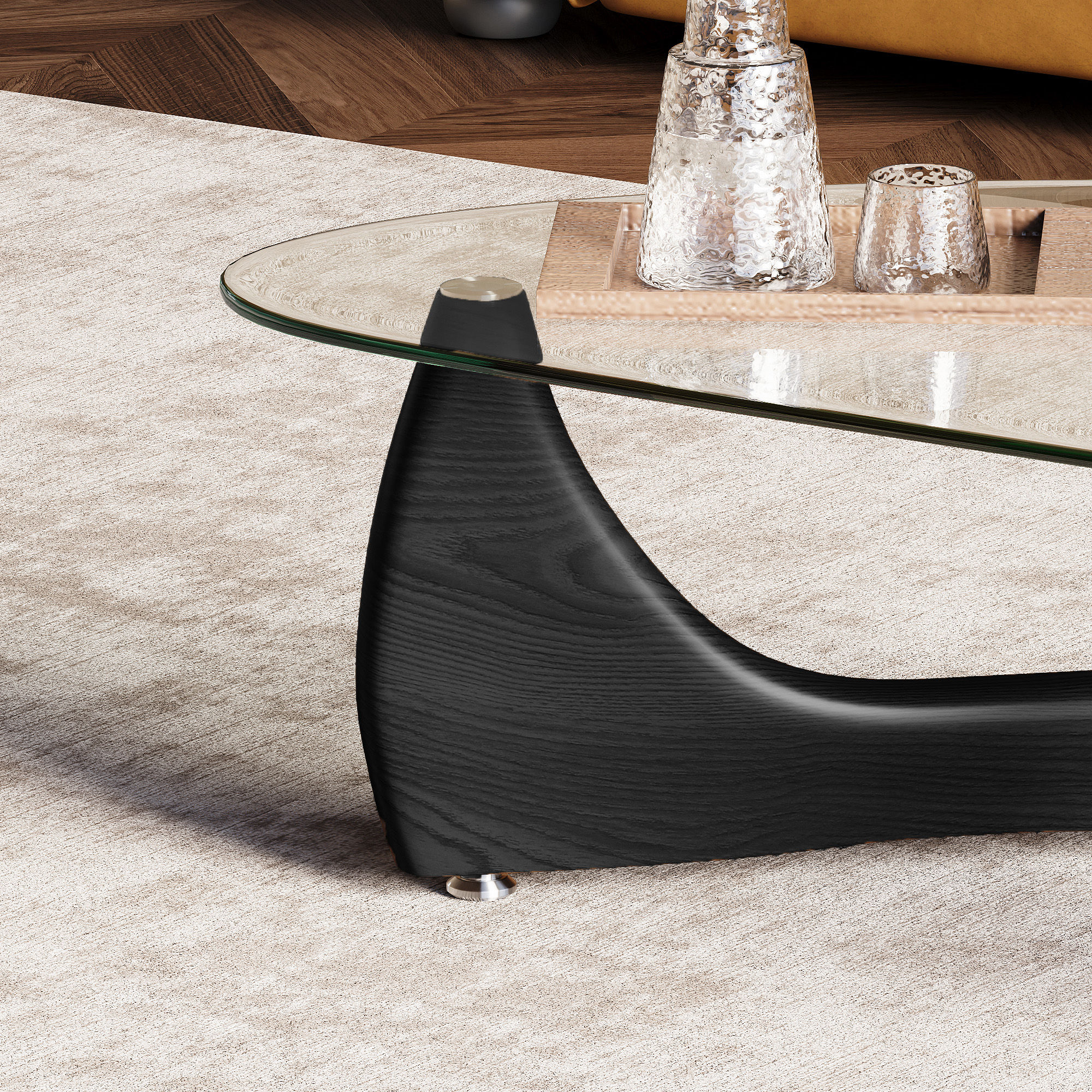 Black Ashwood & Tempered Glass Coffee Tables