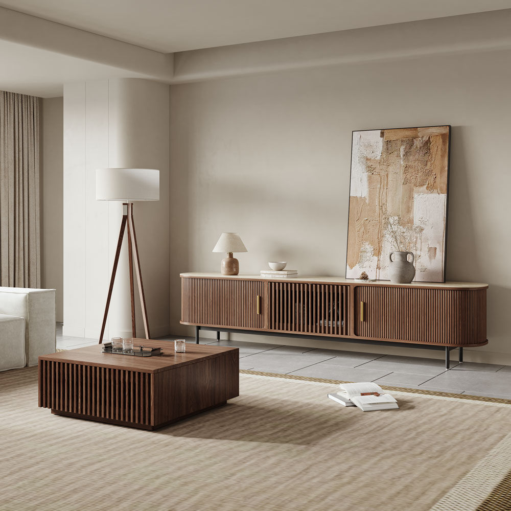 Walnut Color MDF Coffee Tables