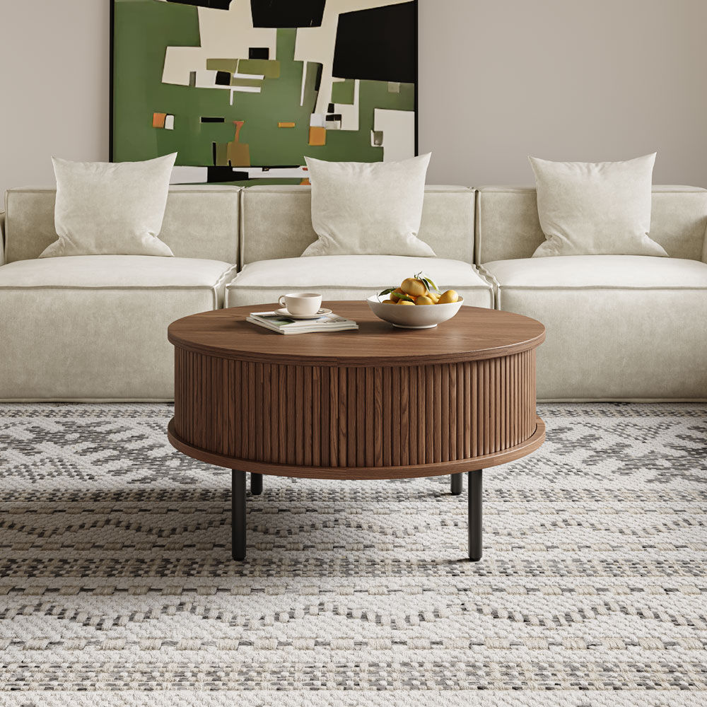 Partly Assemble Walnut Color Plywood Coffee Tables