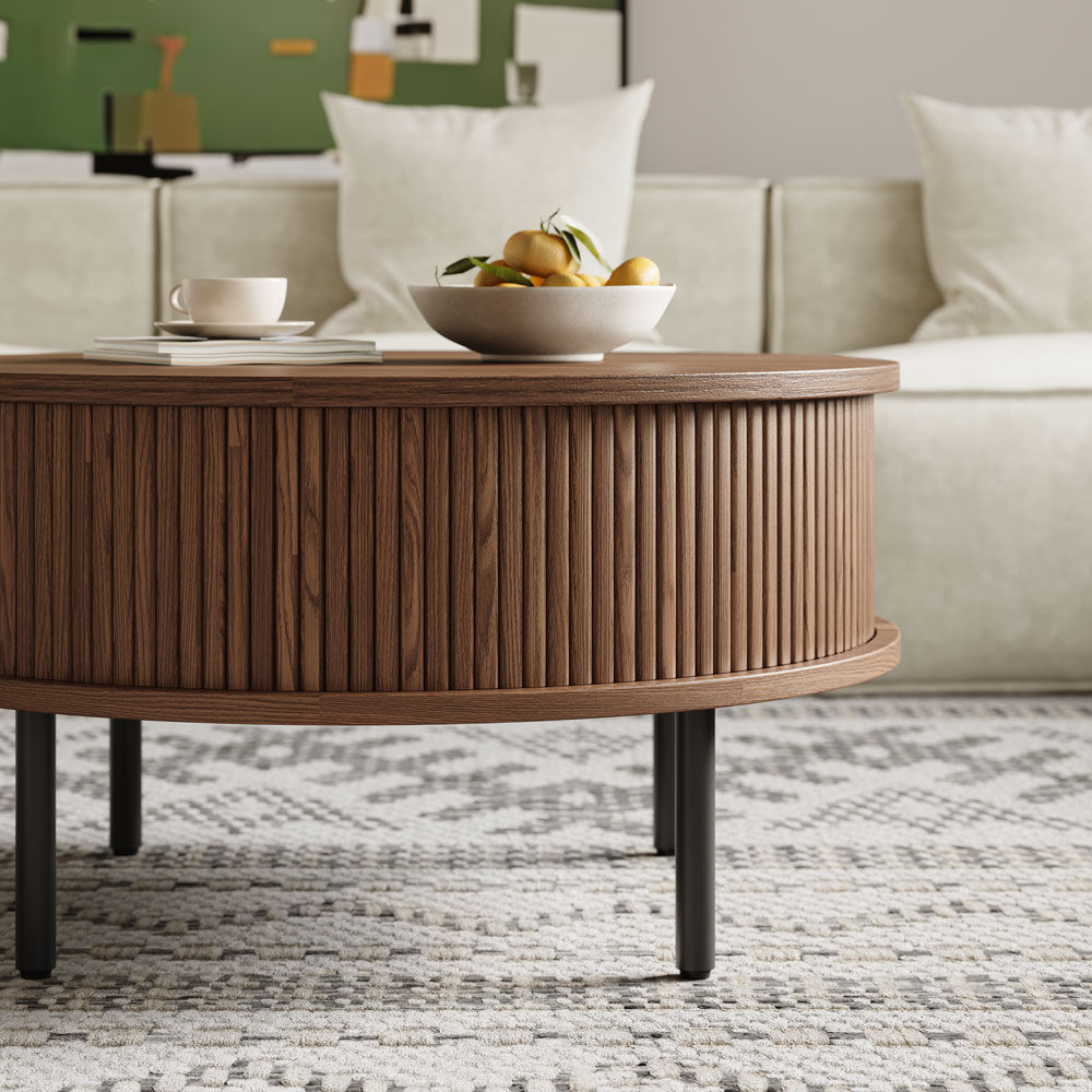 Partly Assemble Walnut Color Plywood Coffee Tables