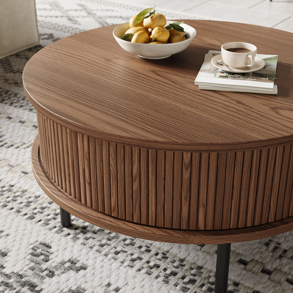 Partly Assemble Walnut Color Plywood Coffee Tables