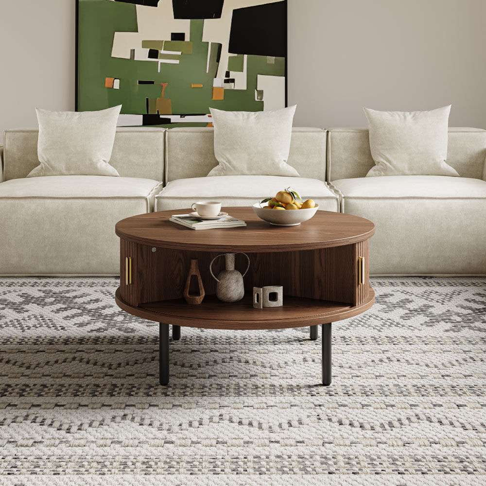 Mid Century Modern Walnut Color Plywood Coffee Tables