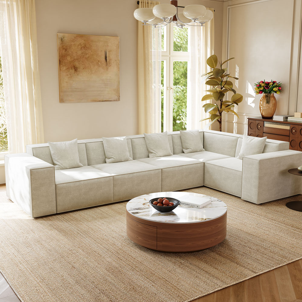 Sintered Stone Walnut & White MDF Coffee Tables