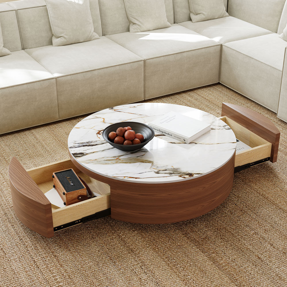 White Walnut & White MDF Coffee Tables