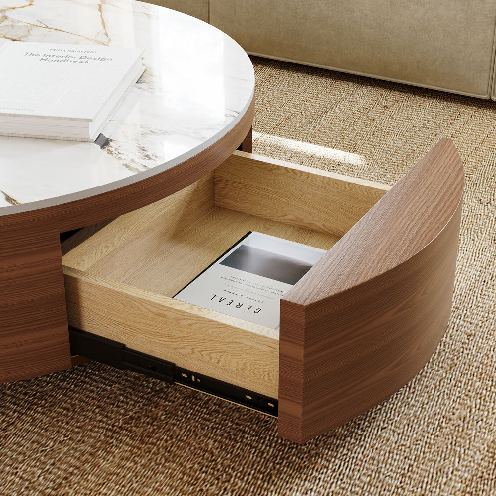 Wood Walnut & White MDF Coffee Tables