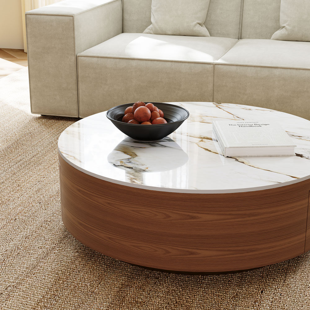 Wood Walnut & White MDF Coffee Tables