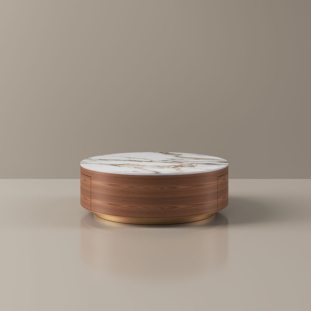 Modern Walnut & White MDF Coffee Tables
