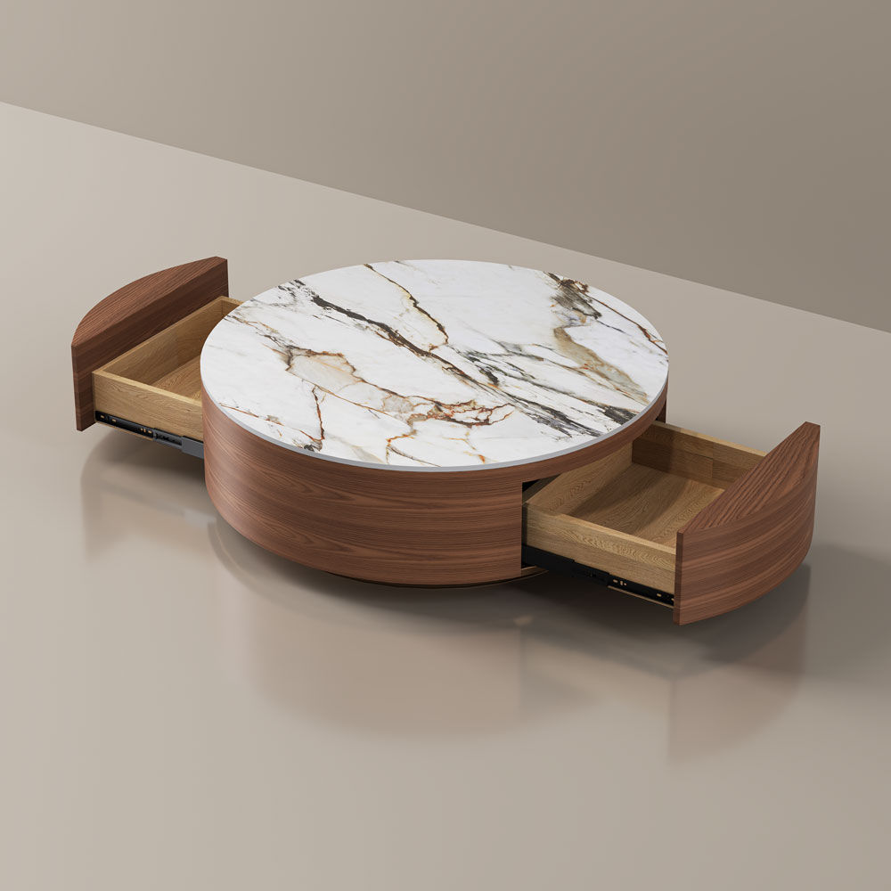 Sintered Stone Walnut & White MDF Coffee Tables