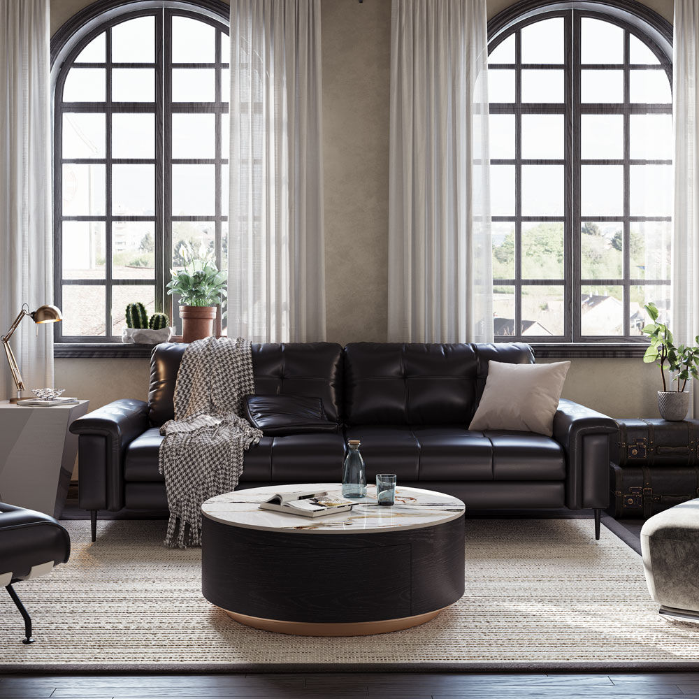 Sintered Stone White & Black Sintered Stone Coffee Tables