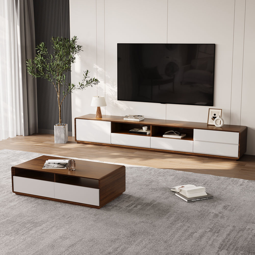 Rectangular Wood & White MDF Coffee Tables