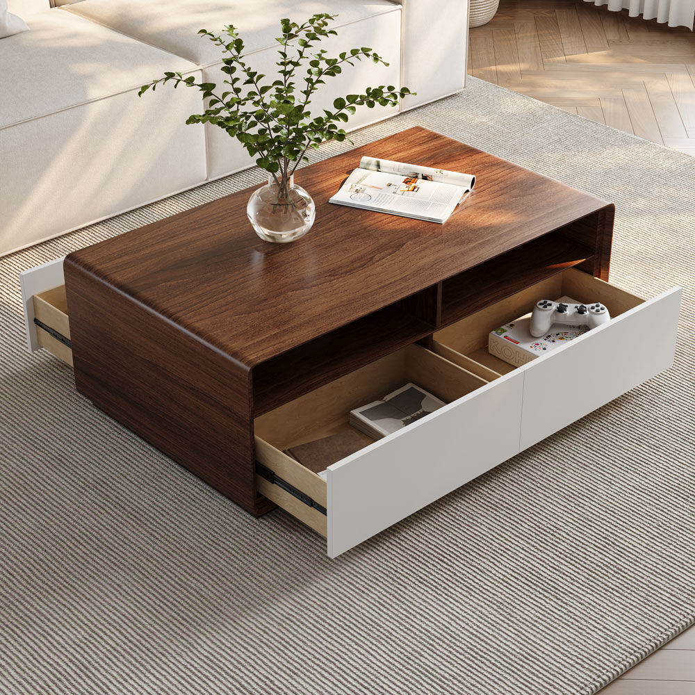 Rectangular Wood & White MDF Coffee Tables