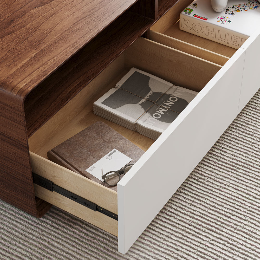 with Storage Wood & White MDF Coffee Tables