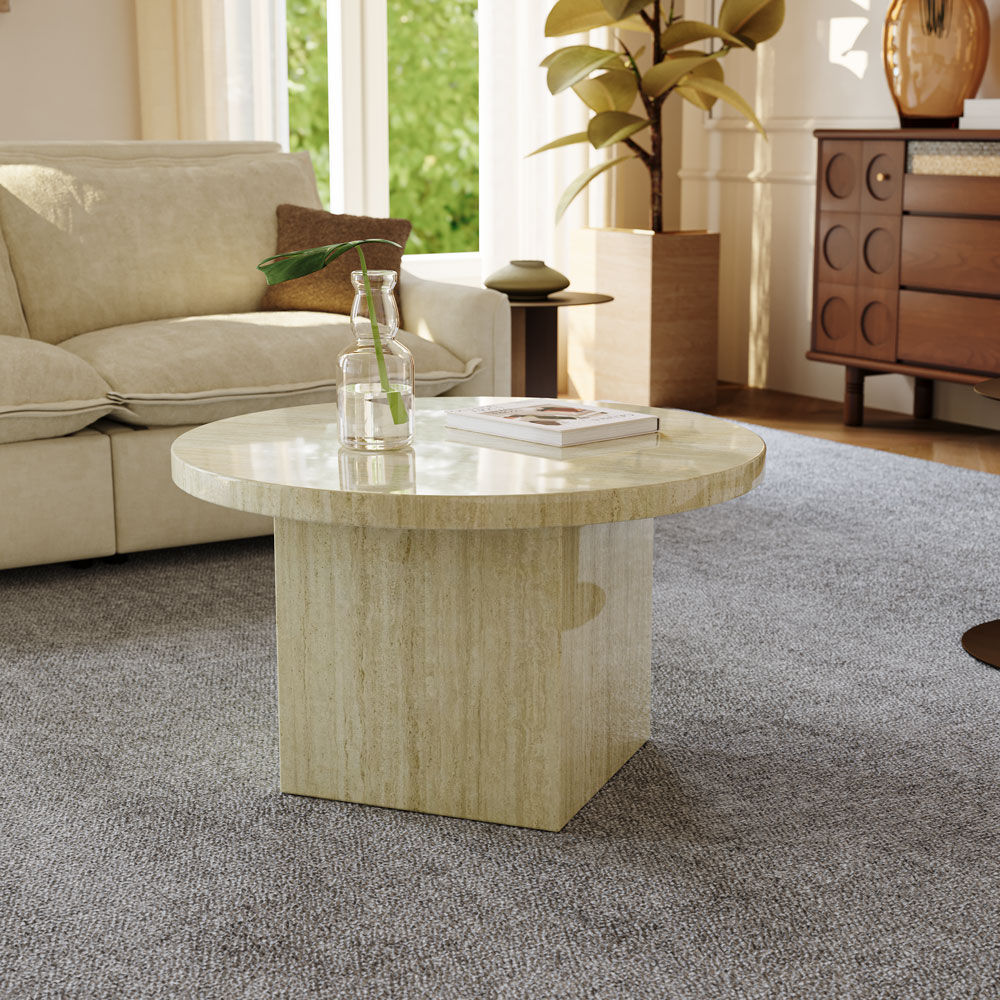 Modern Travertine Plywood Coffee Tables