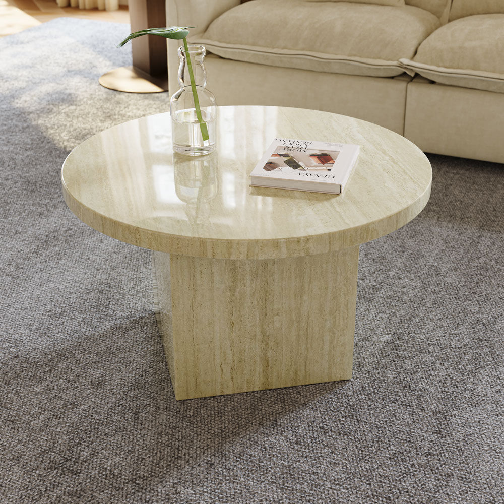 Partly Assemble Travertine Plywood Coffee Tables