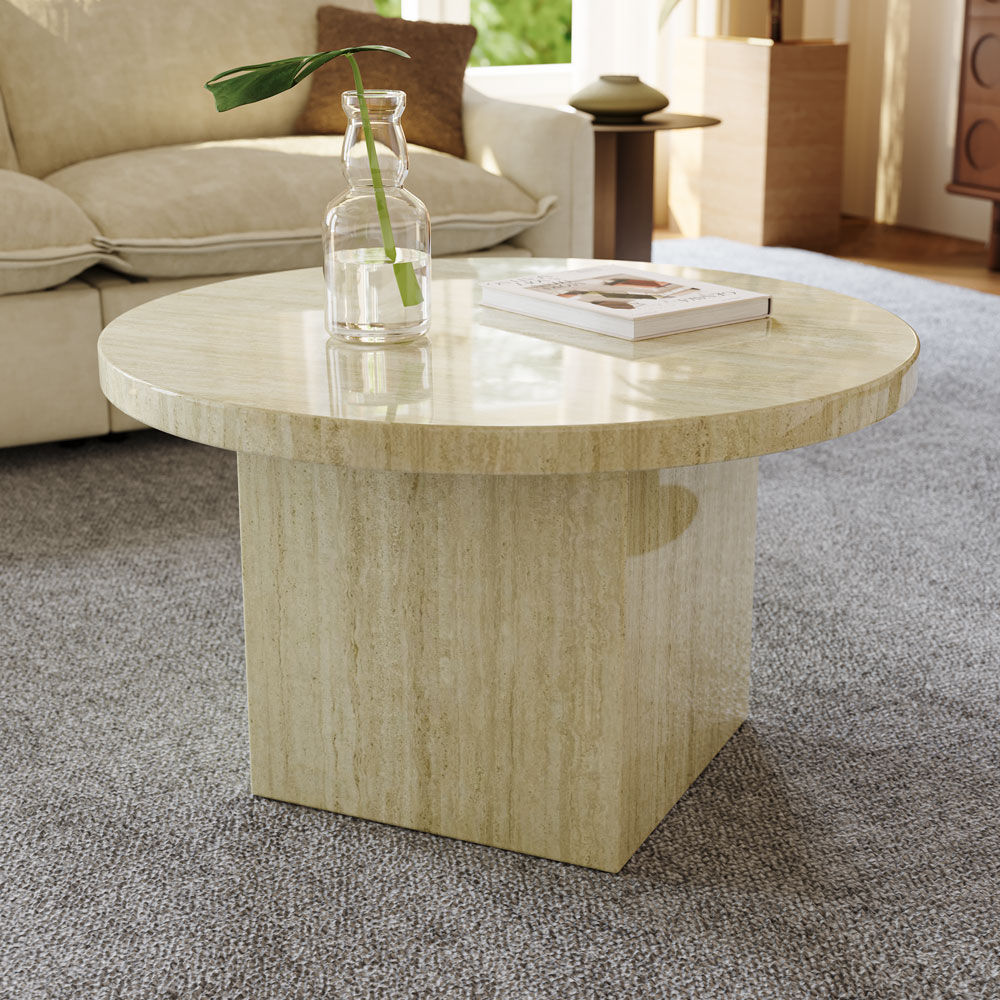 Modern Travertine Plywood Coffee Tables