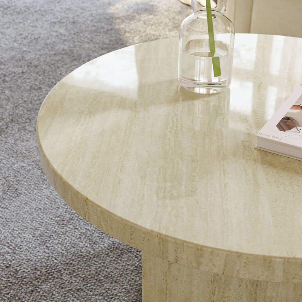 Modern Travertine Plywood Coffee Tables